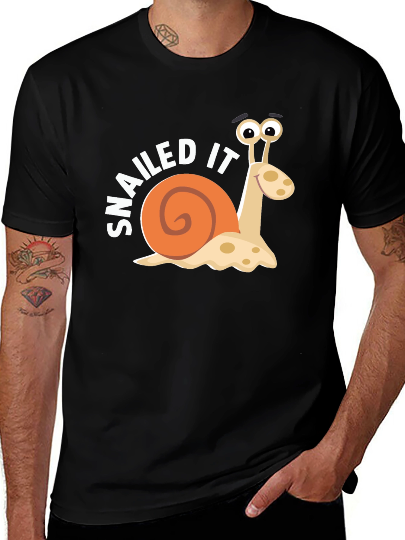 Snailed It Snail Cartoon Black T-Shirt