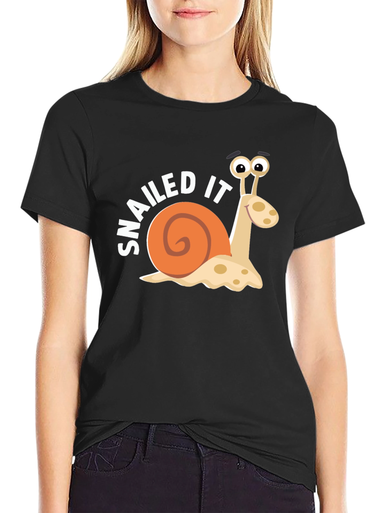 Snailed It Snail Cartoon Black T-Shirt