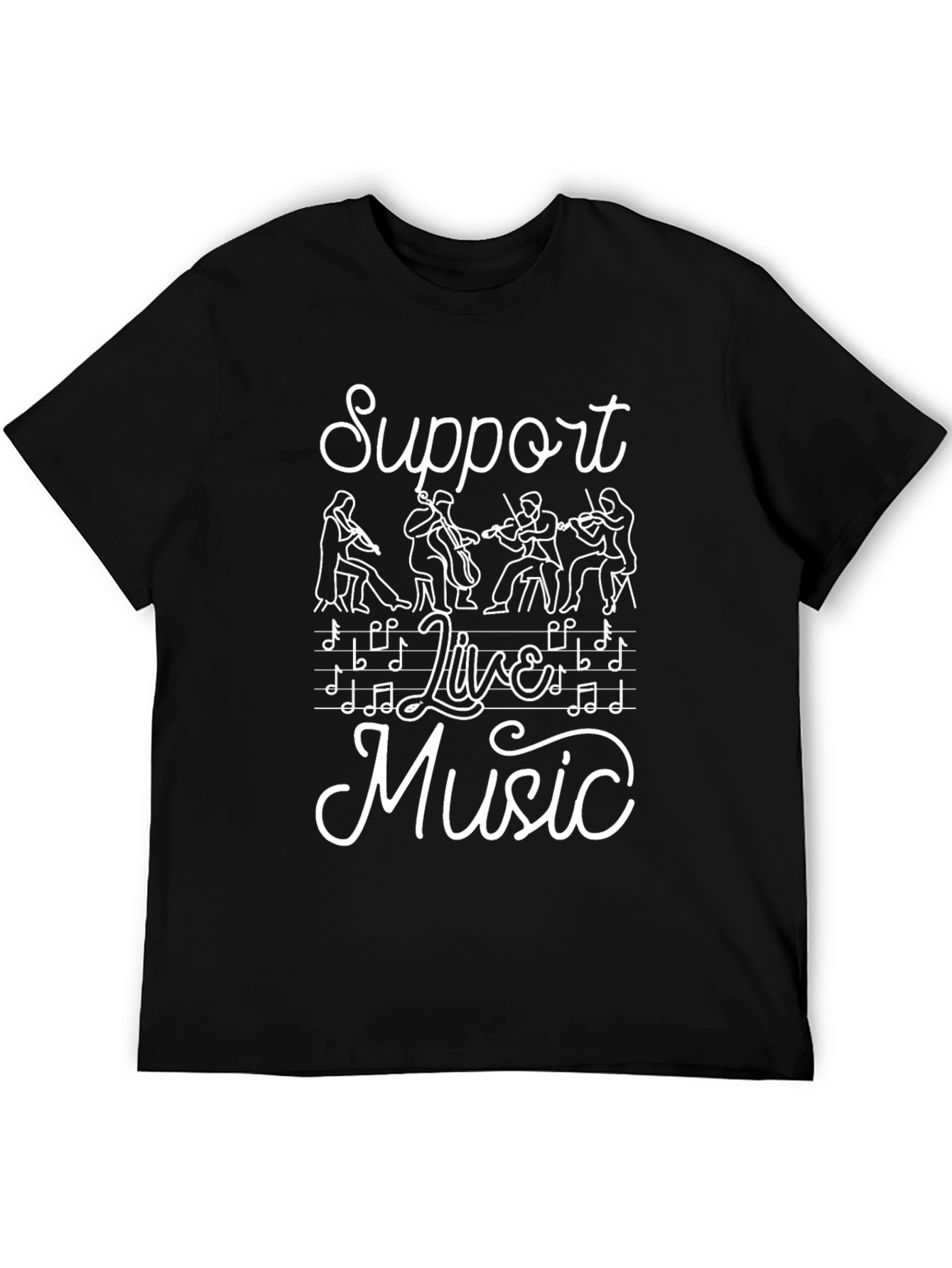 Support Live Music Black Graphic Tee