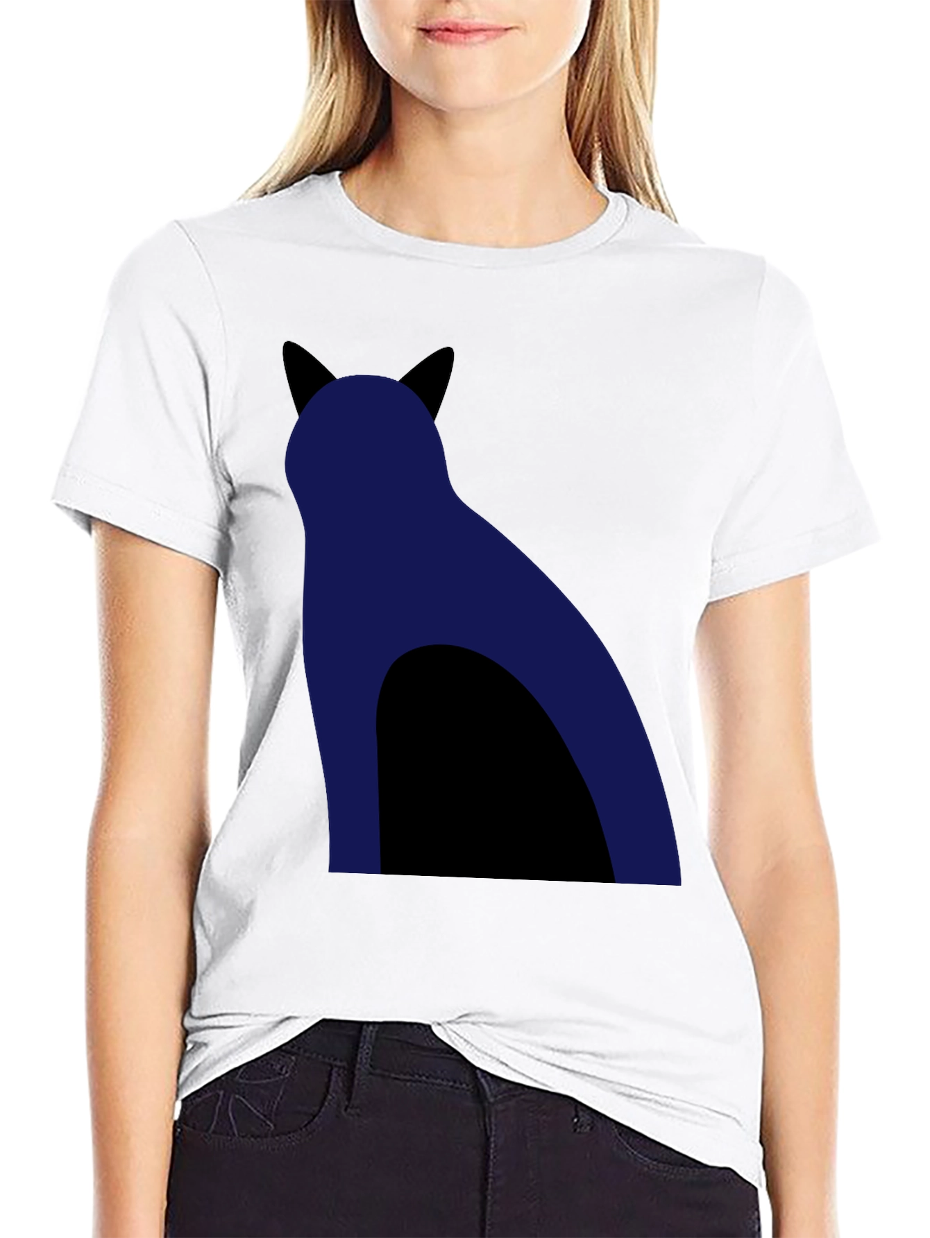 Cool Cat Silhouette Graphic Tee - Black