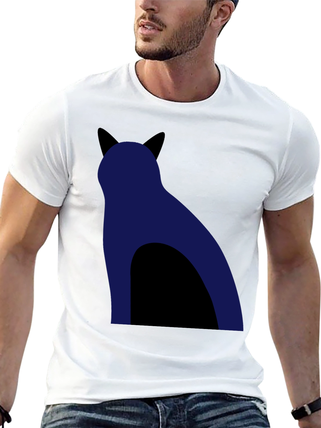 Cool Cat Silhouette Graphic Tee - Black