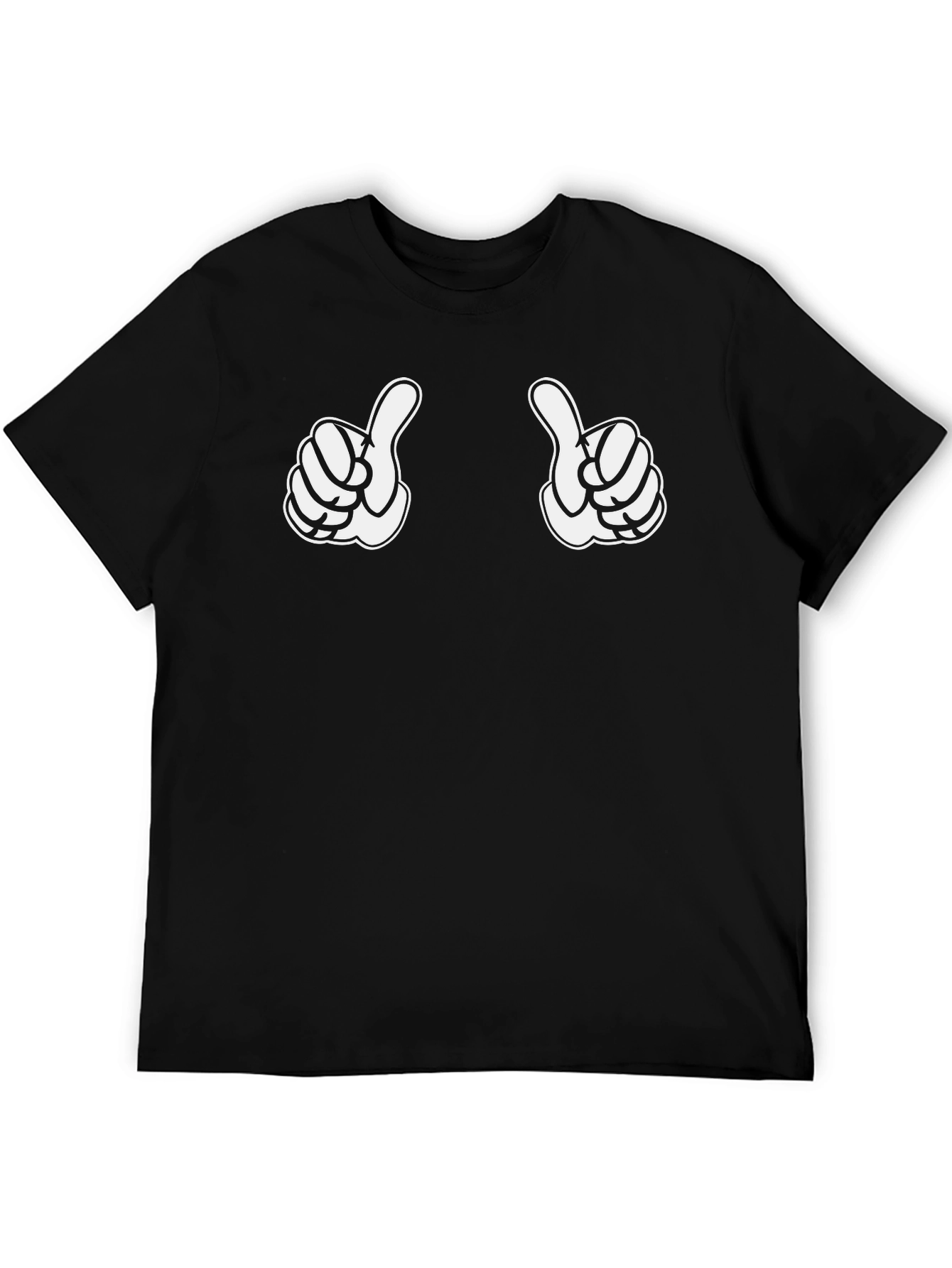 Thumbs Up Graphic Print Black T-Shirt