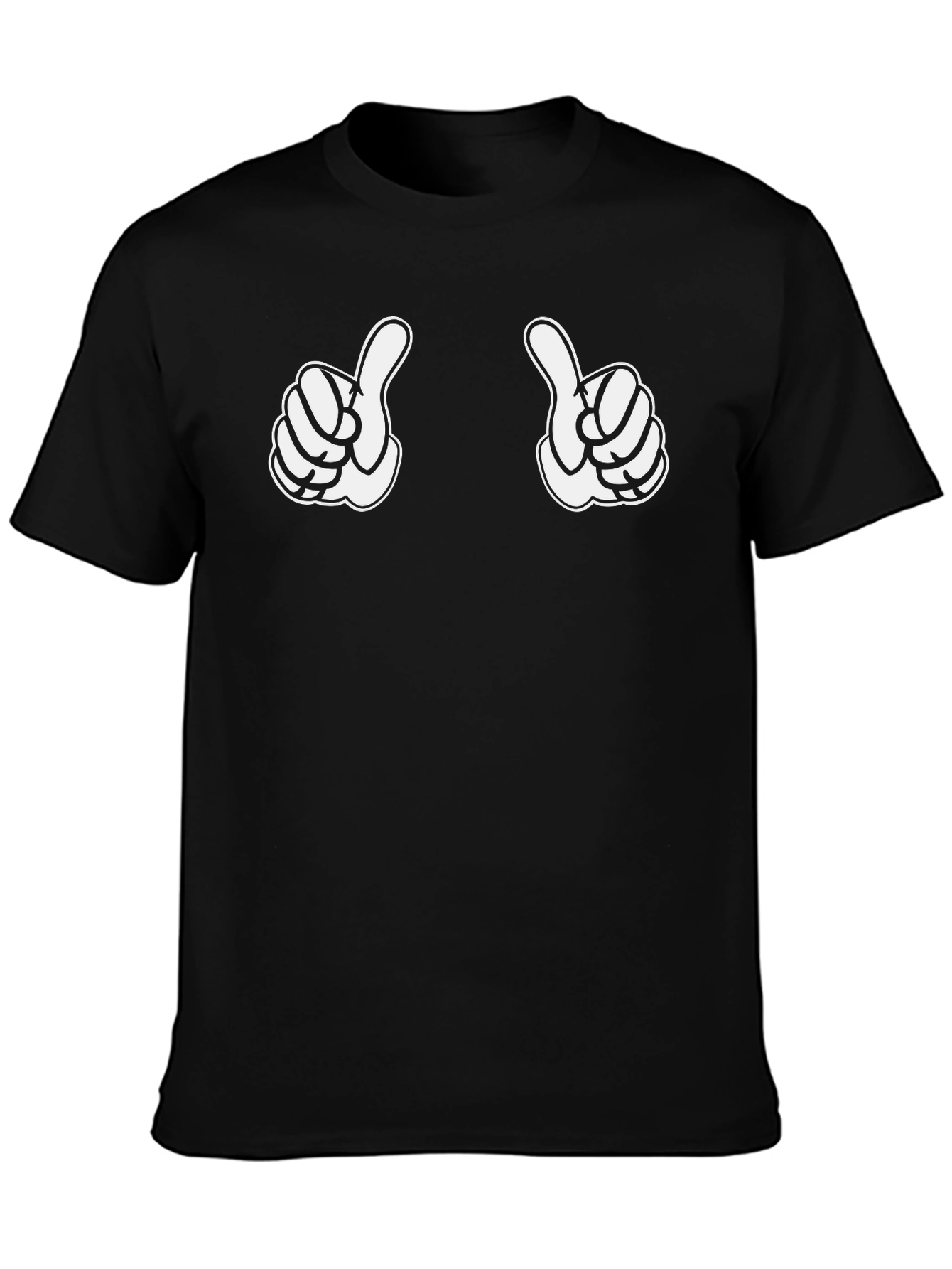 Thumbs Up Graphic Print Black T-Shirt