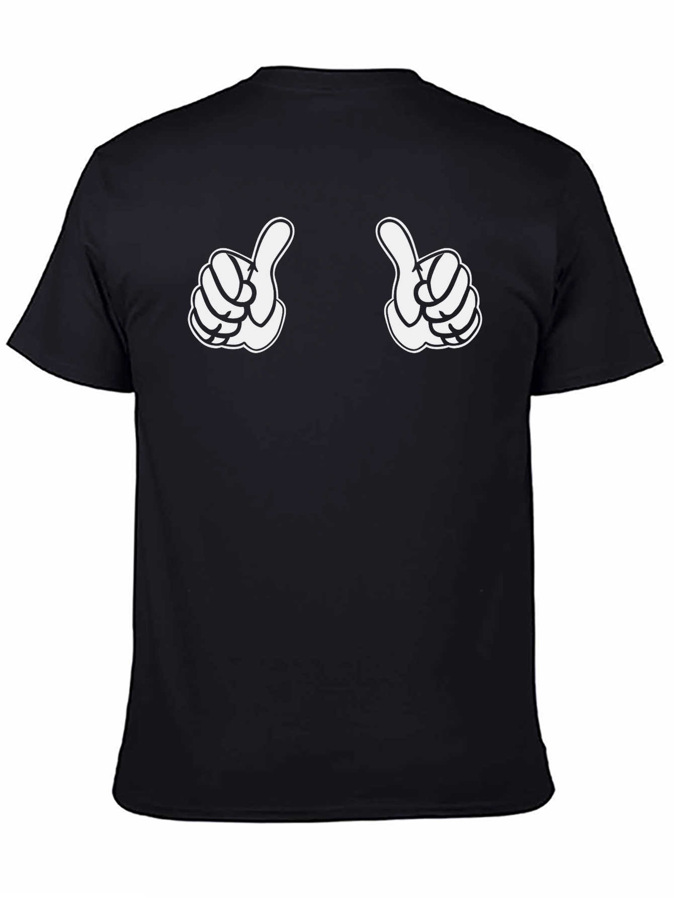 Thumbs Up Graphic Print Black T-Shirt