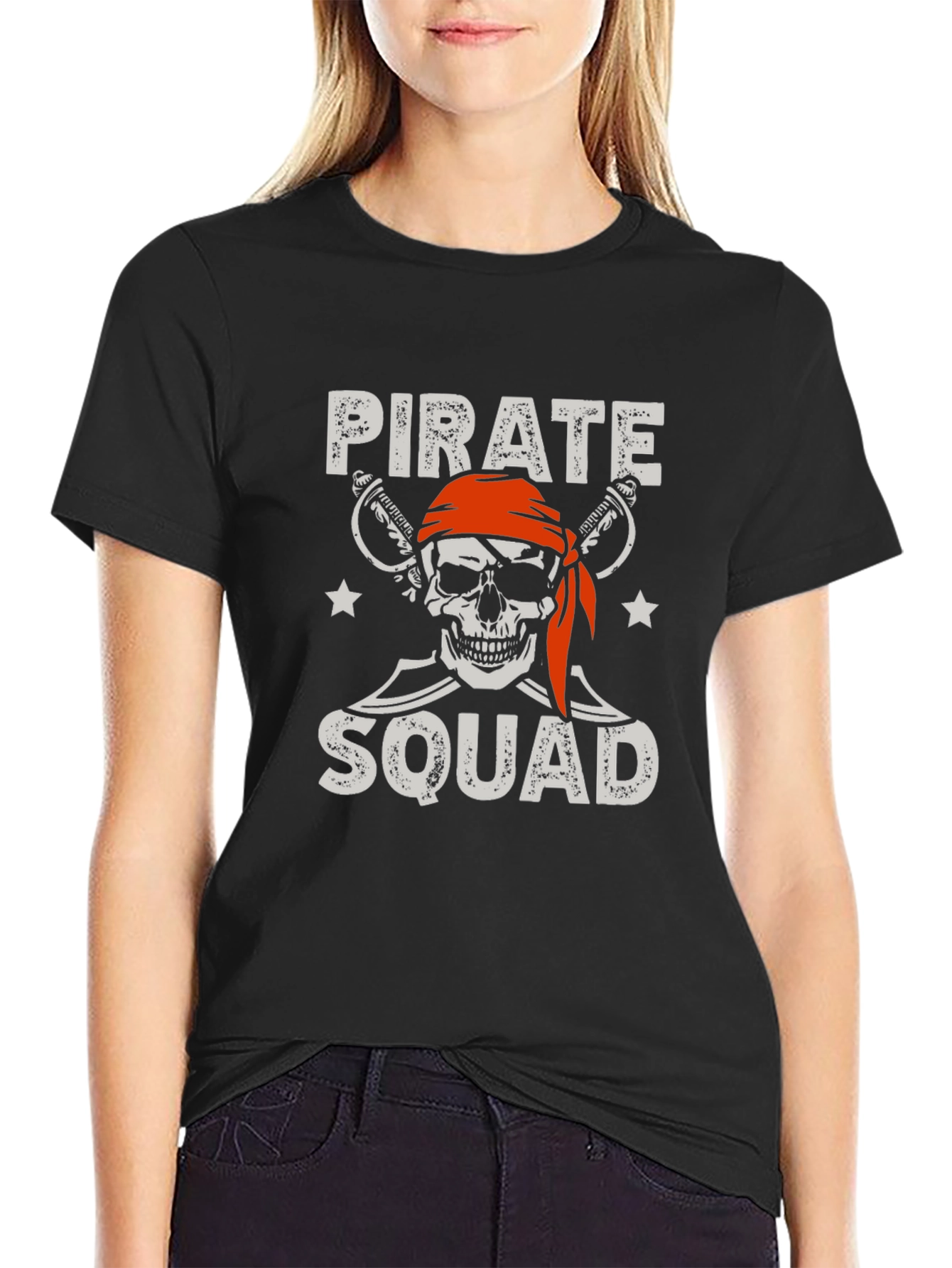 Pirate Squad Graphic T-Shirt - Black Crew Neck Tee