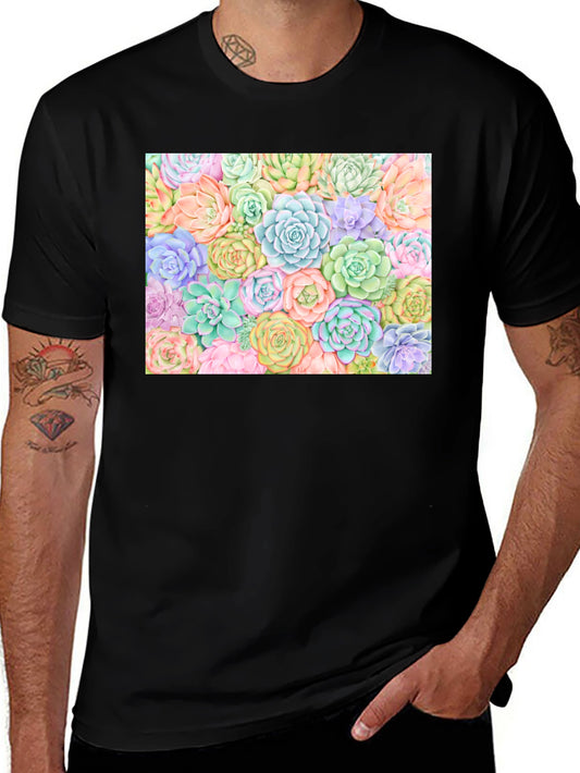 Succulent Print Black Tee