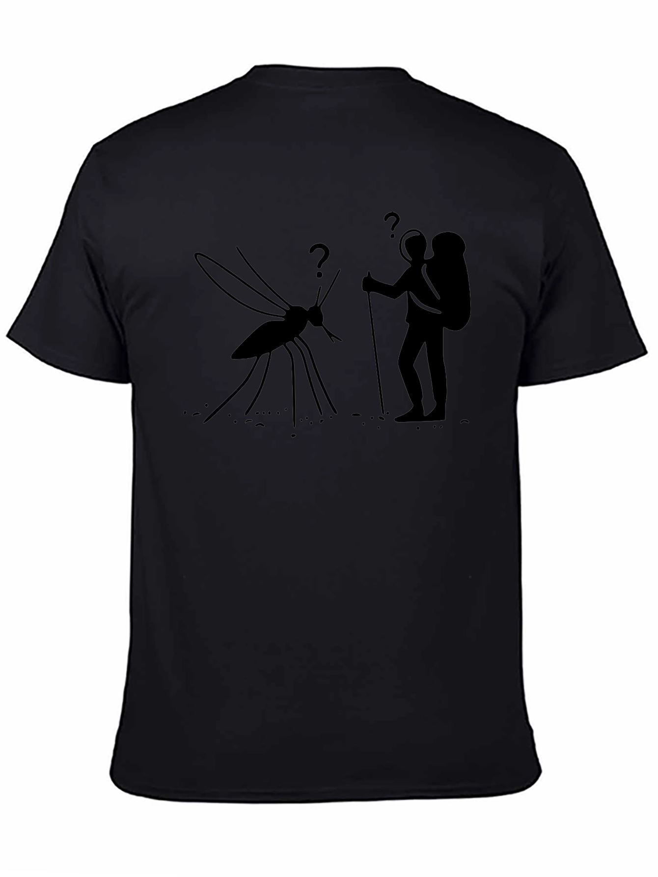 Hiking Mosquito Funny Black T-Shirt