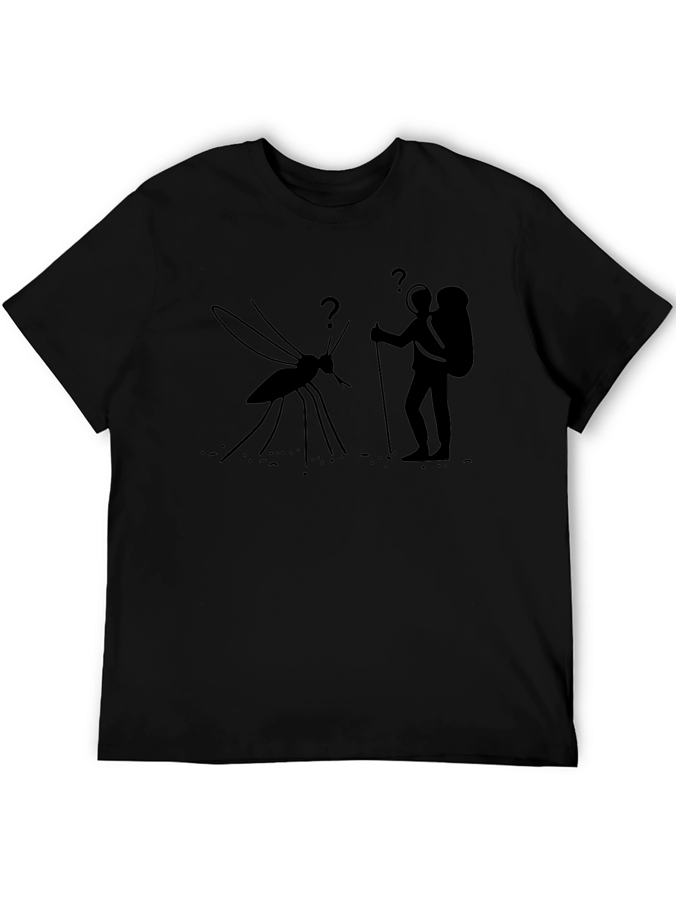 Hiking Mosquito Funny Black T-Shirt