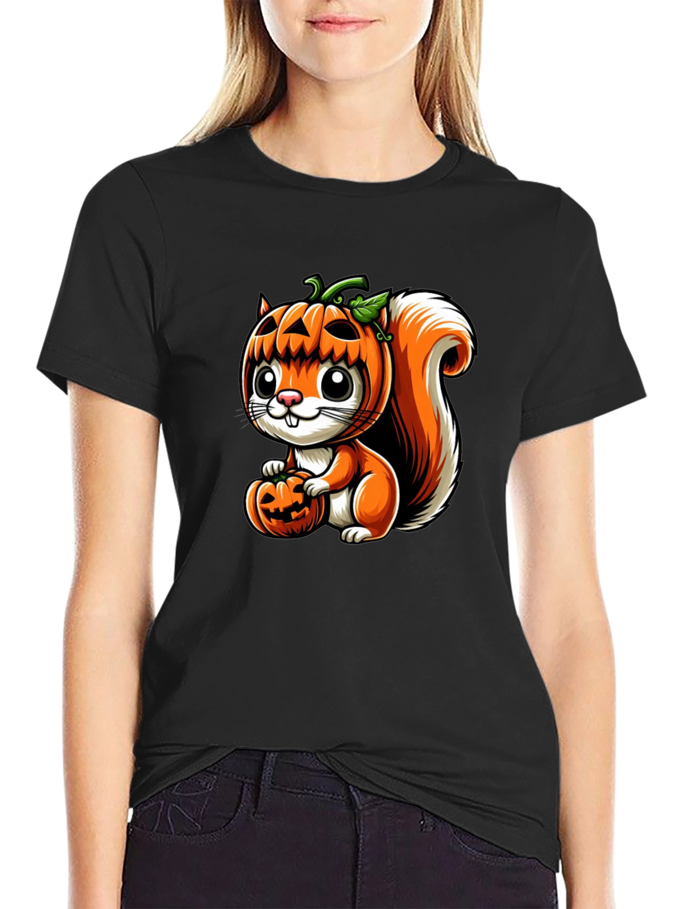 Halloween Squirrel Pumpkin Head T-Shirt