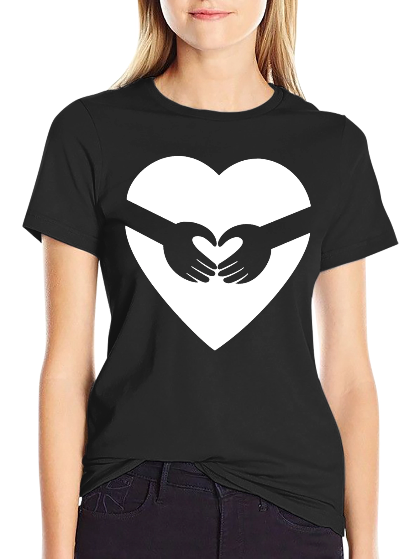 Heart Hands Graphic Tee - Black Unisex Shirt