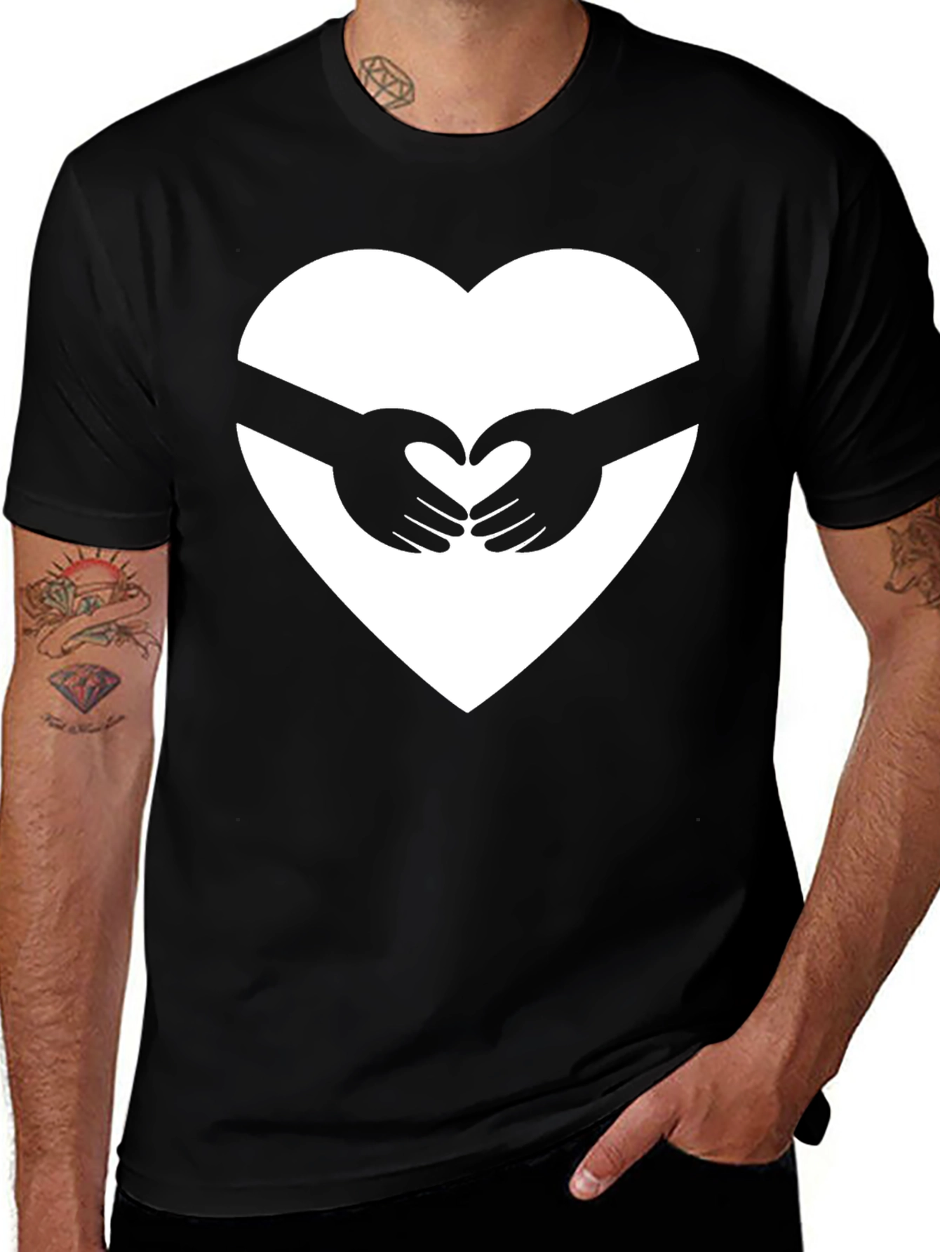 Heart Hands Graphic Tee - Black Unisex Shirt