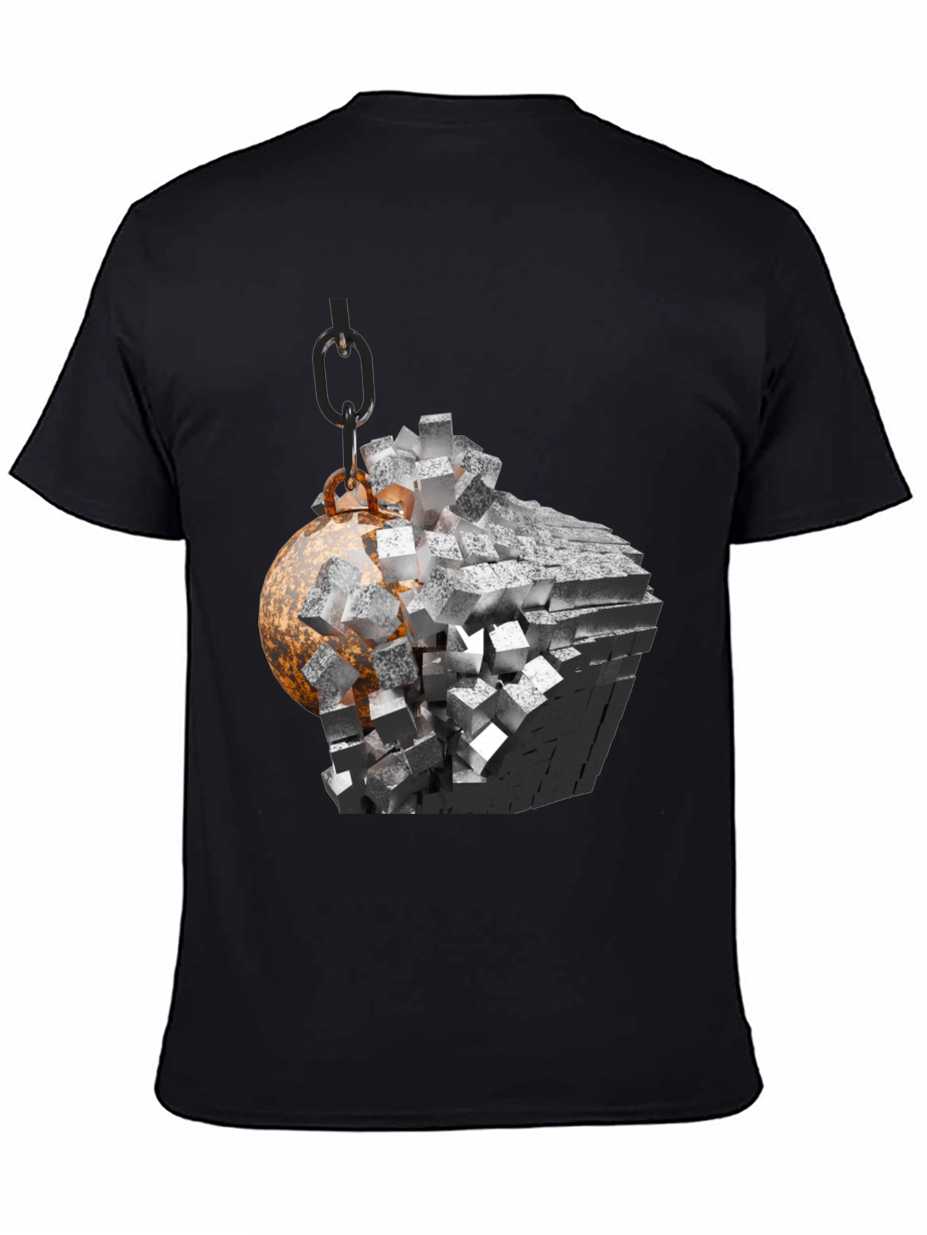 Demolition Ball Graphic Tee - Black Cotton Blend