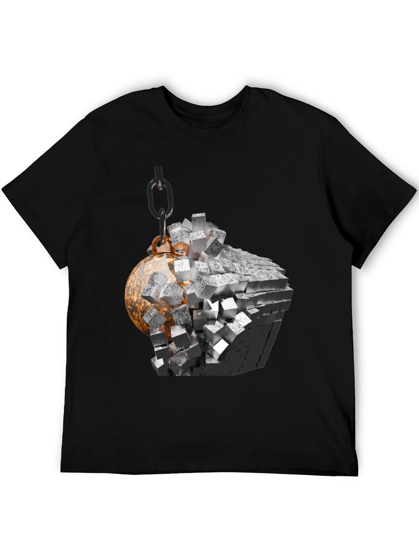 Demolition Ball Graphic Tee - Black Cotton Blend