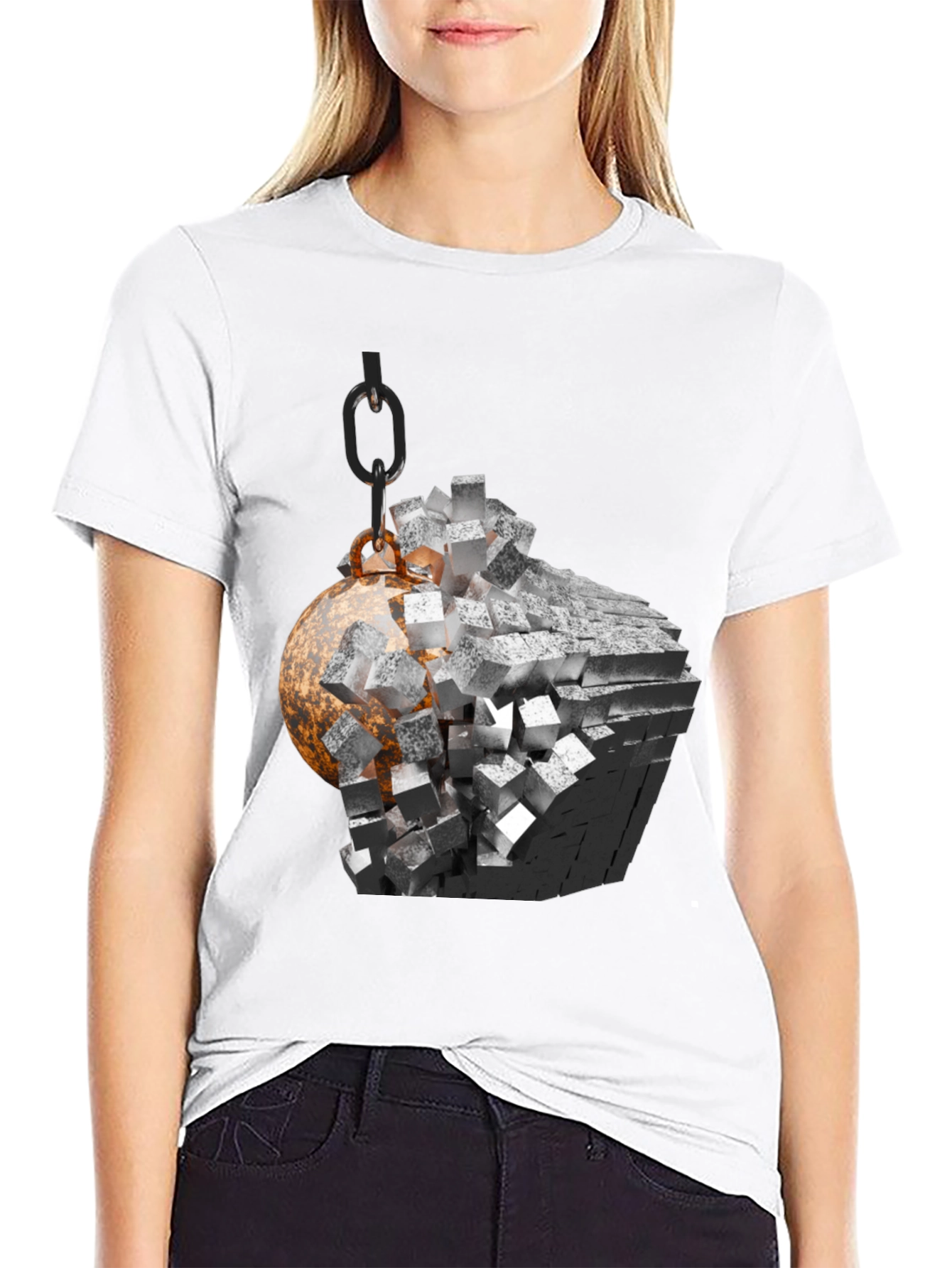 Demolition Ball Graphic Tee - Black Cotton Blend