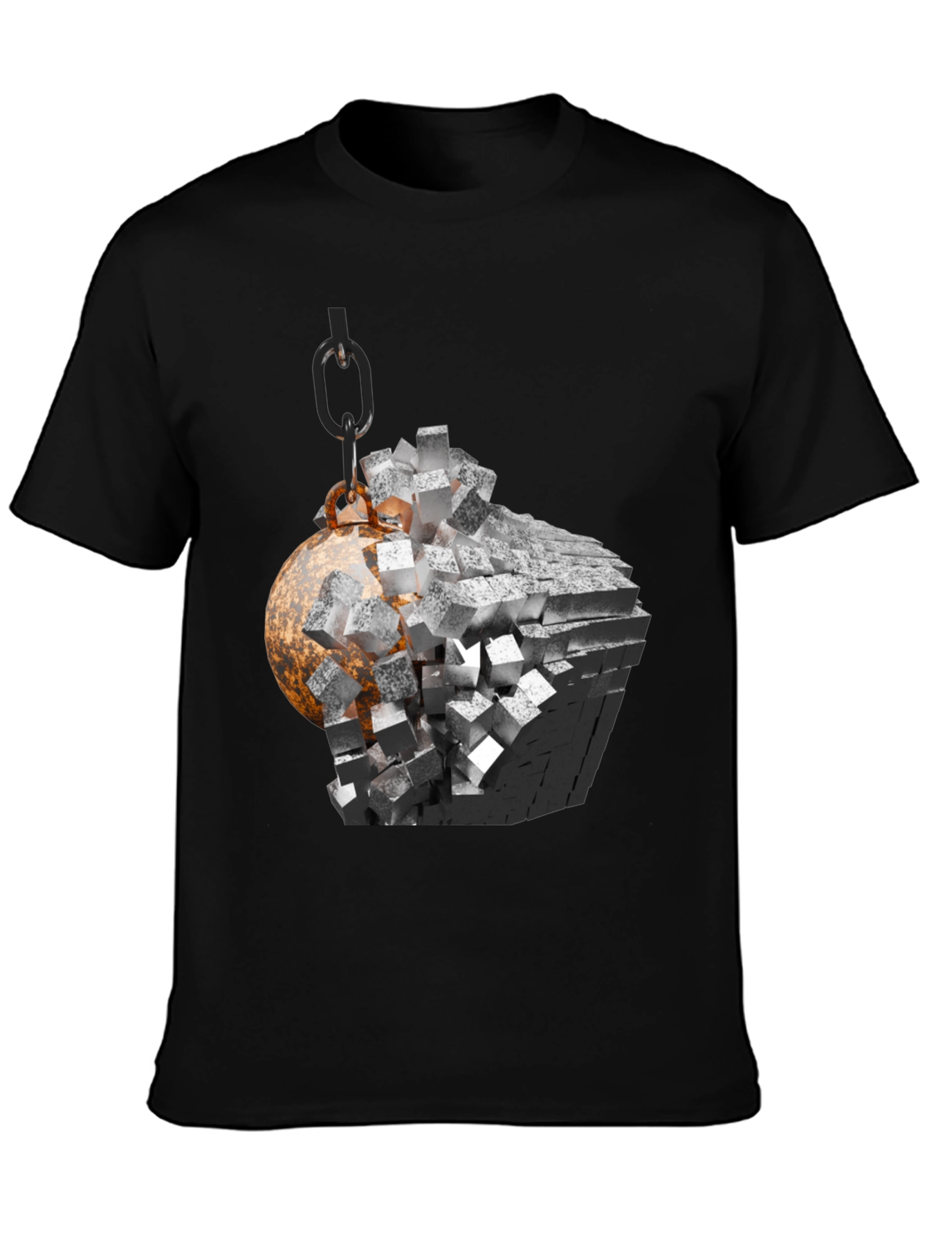 Demolition Ball Graphic Tee - Black Cotton Blend
