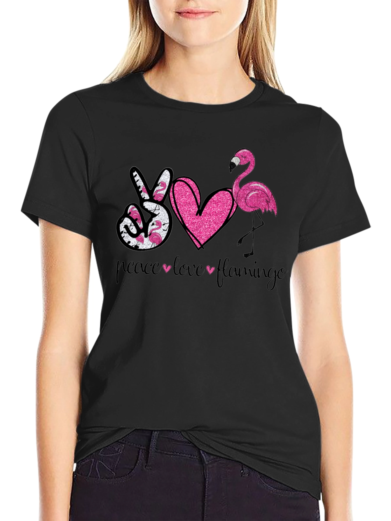 Peace Love Flamingo Graphic Tee