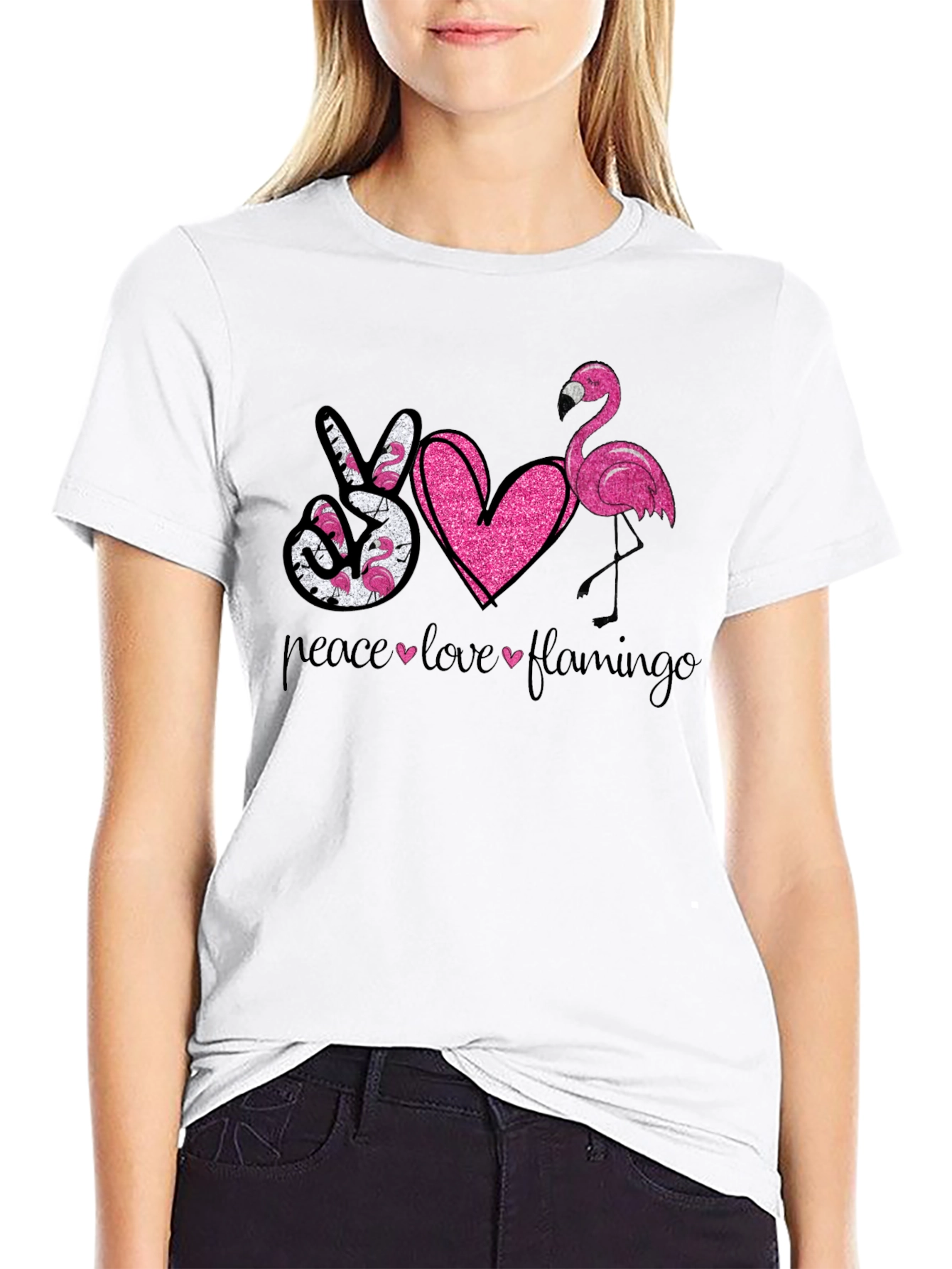 Peace Love Flamingo Graphic Tee