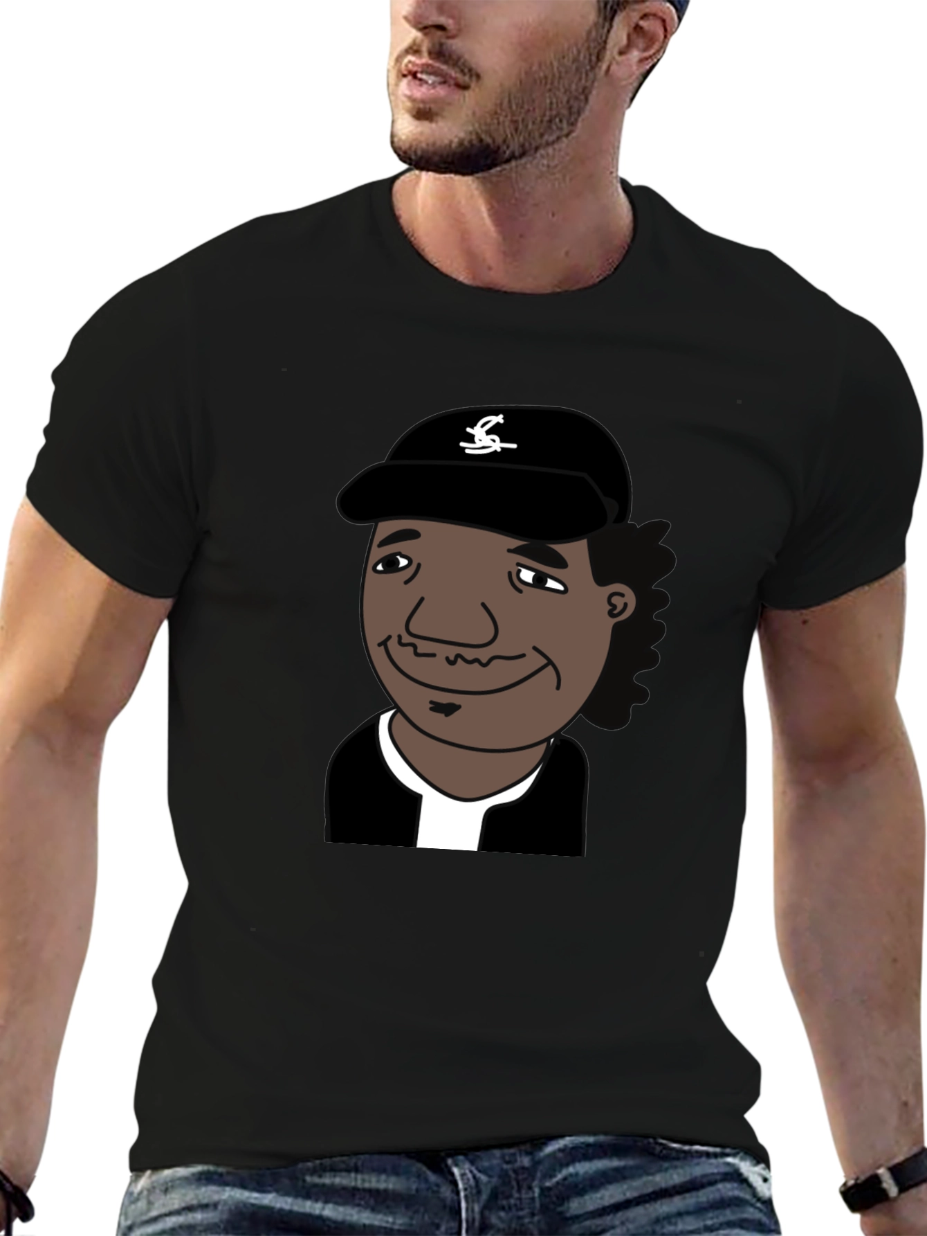 Retro Cartoon Character Graphic Black T-Shirt