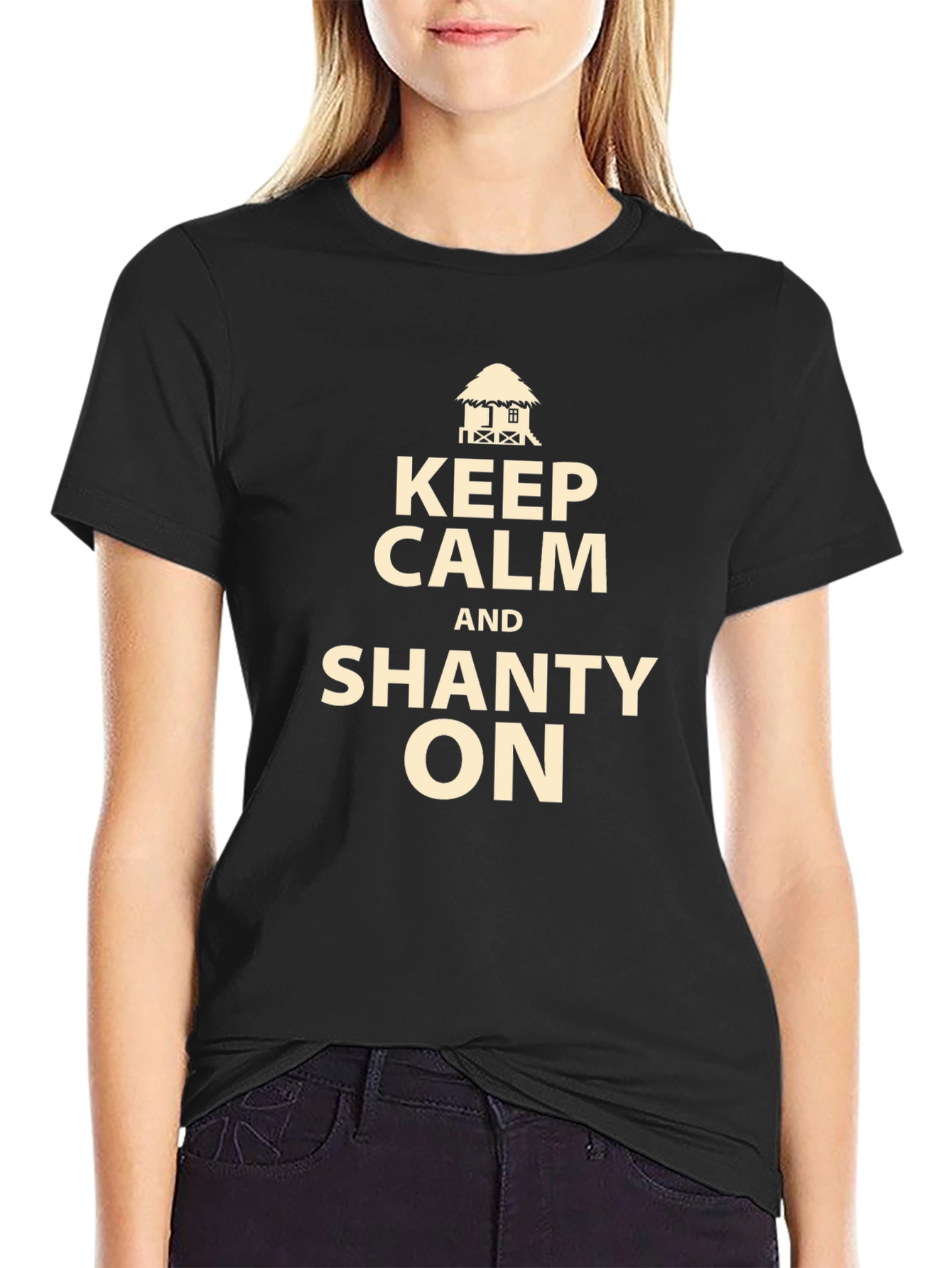 Keep Calm and Shanty On Black T-Shirt