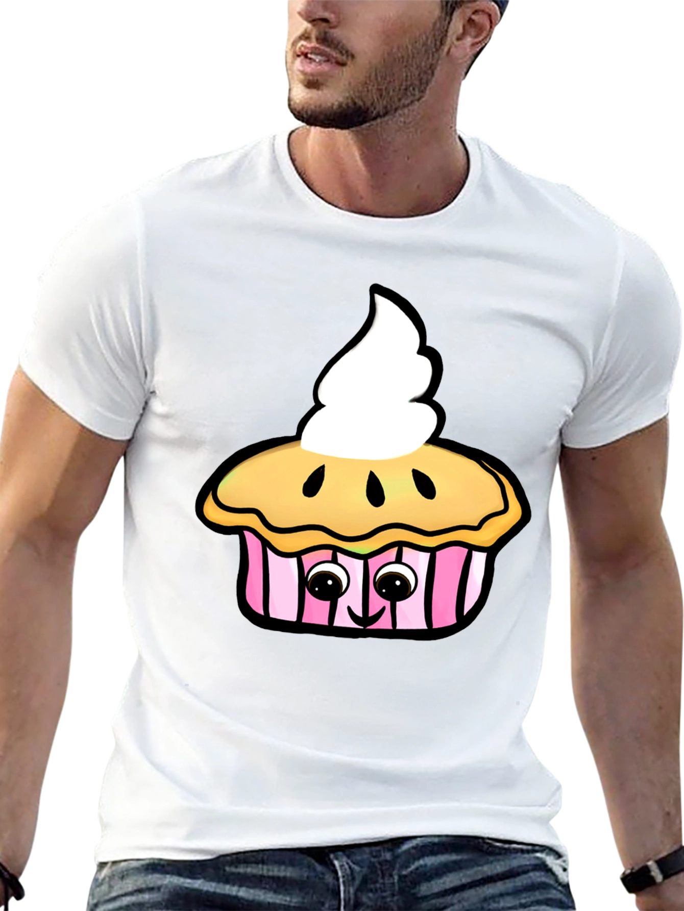 Cute Cupcake Graphic Black T-Shirt