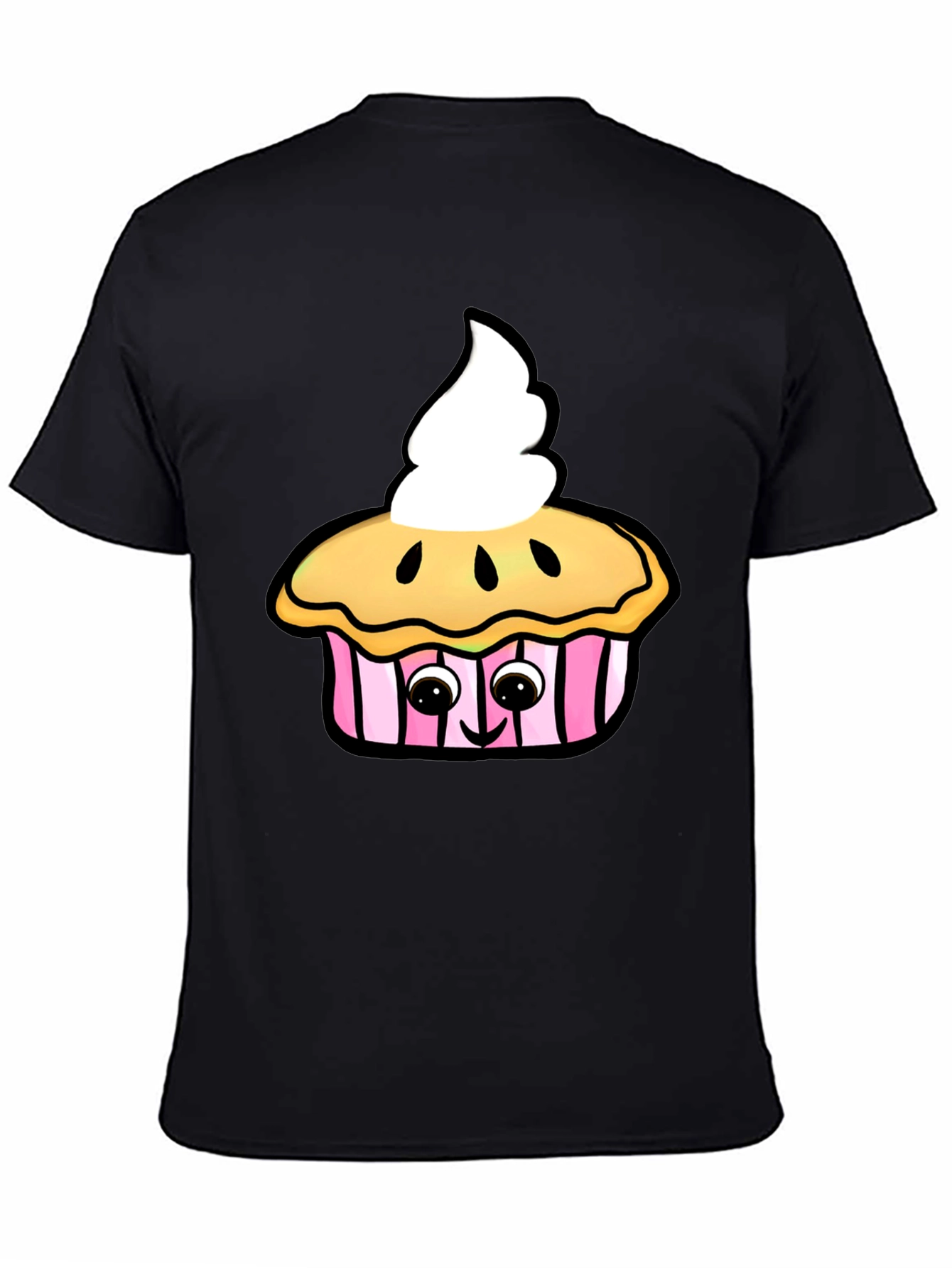 Cute Cupcake Graphic Black T-Shirt