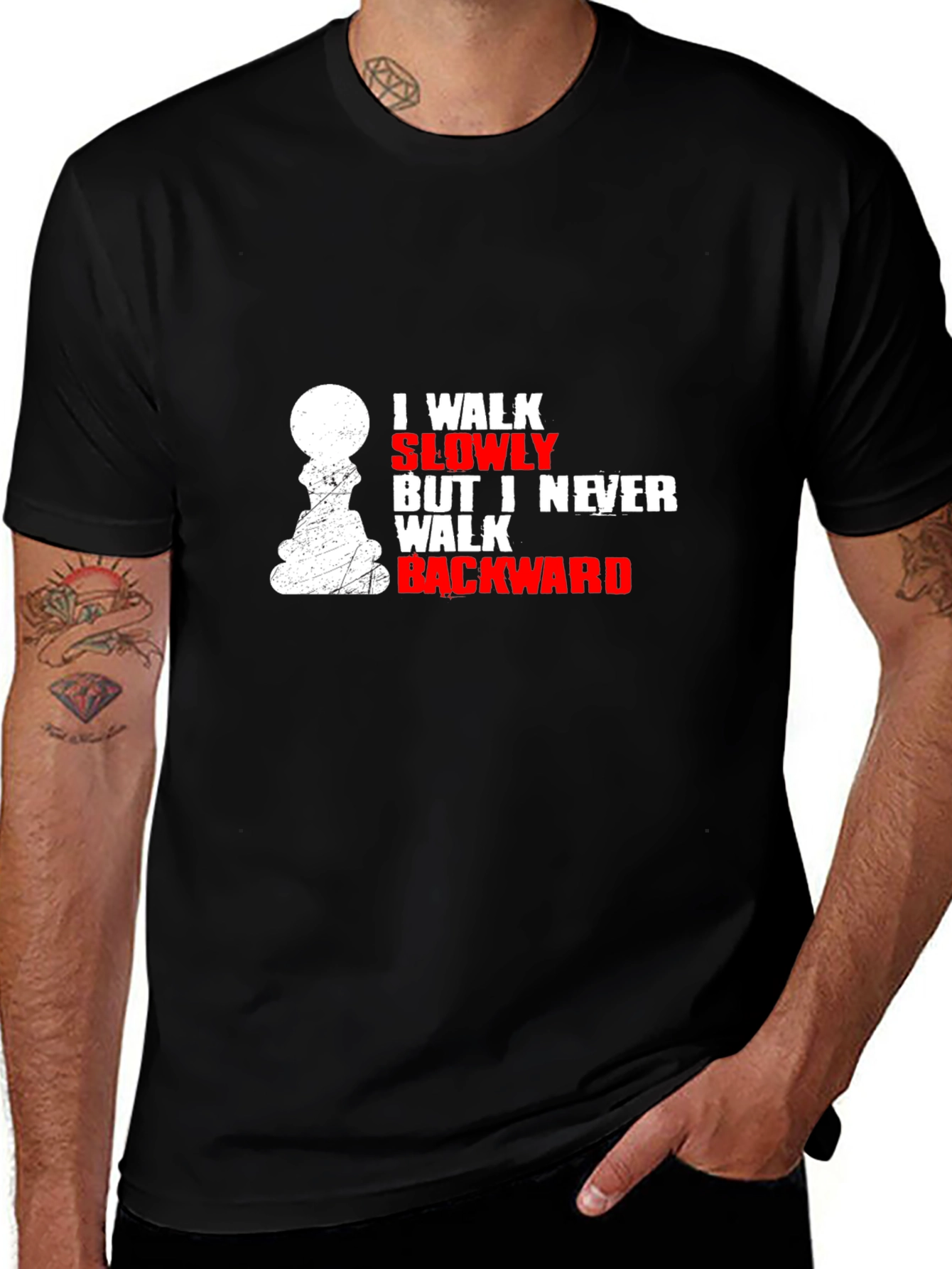 I Walk Slowly Chess T-Shirt - Never Backward