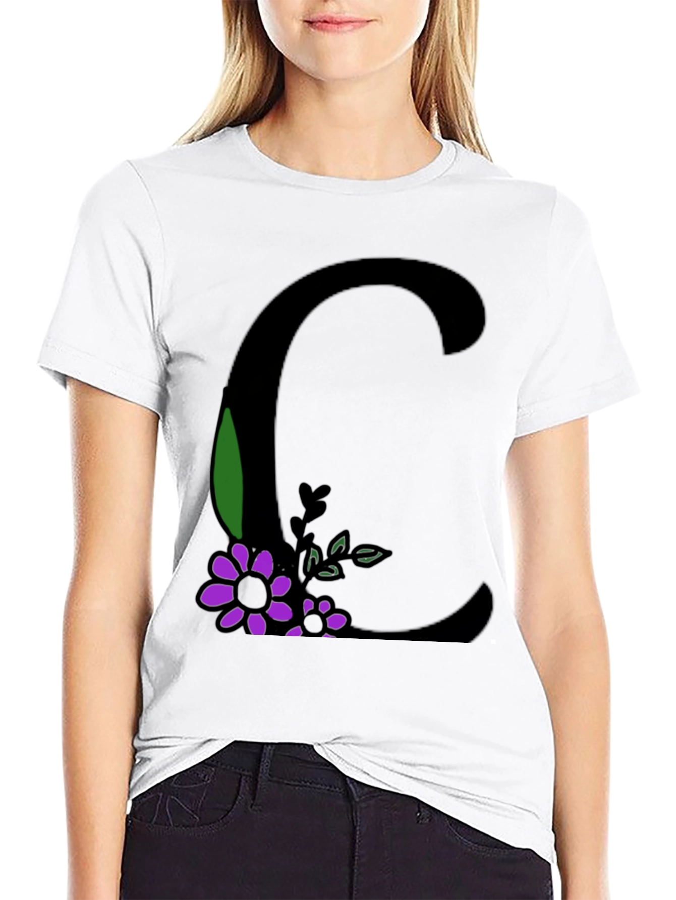 Floral Initial C Graphic T-Shirt