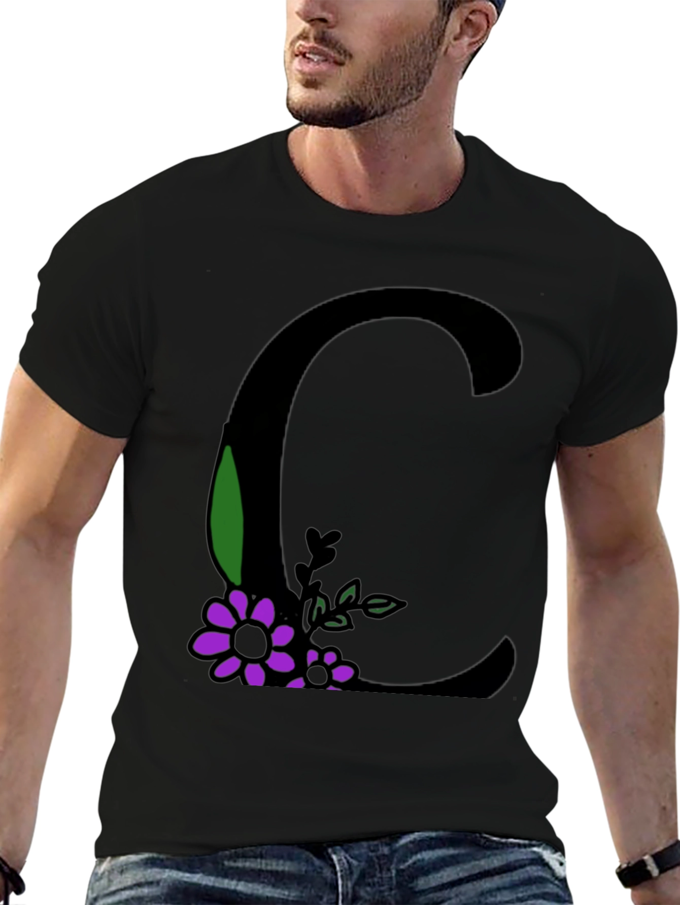 Floral Initial C Graphic T-Shirt
