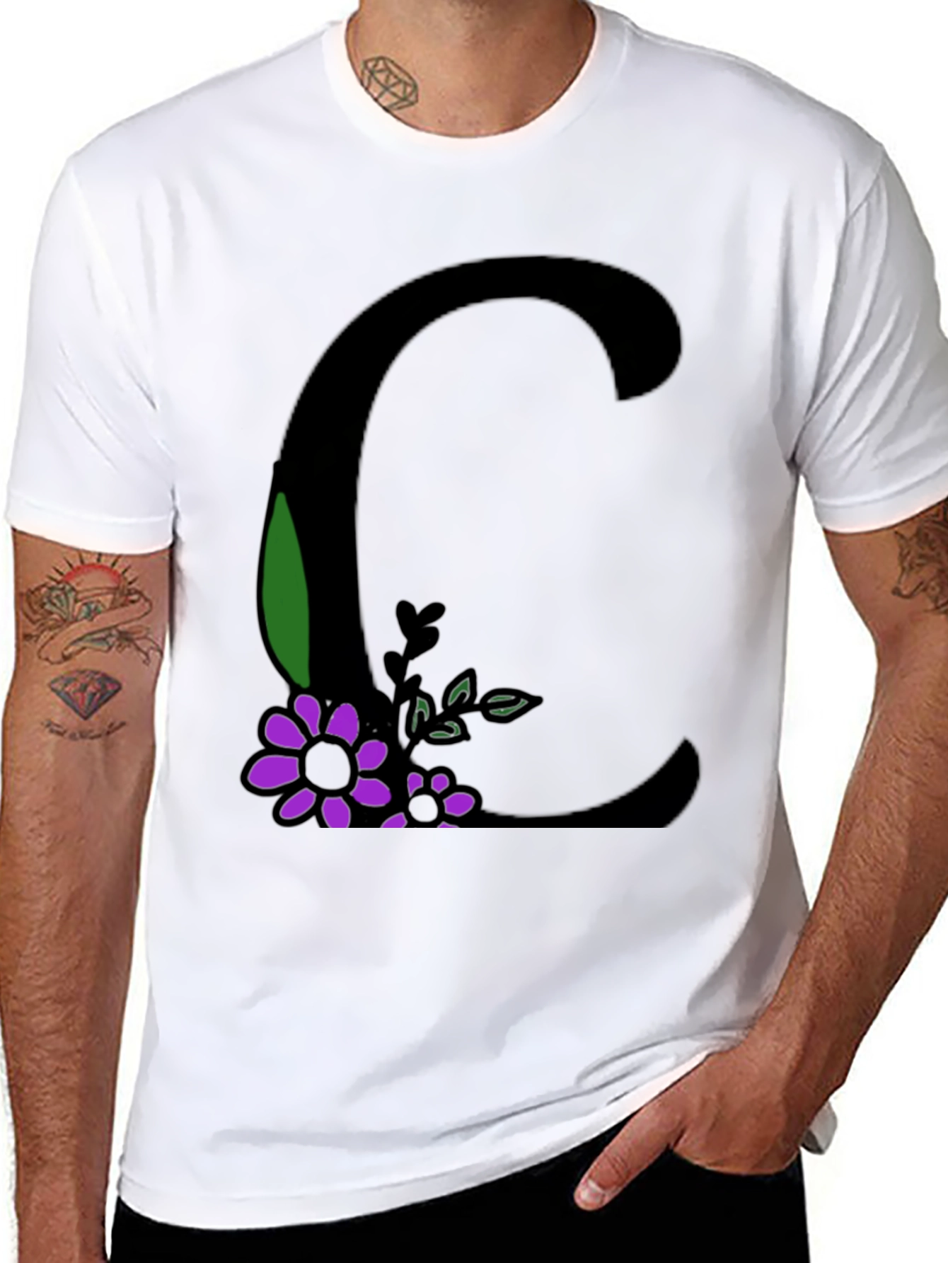 Floral Initial C Graphic T-Shirt