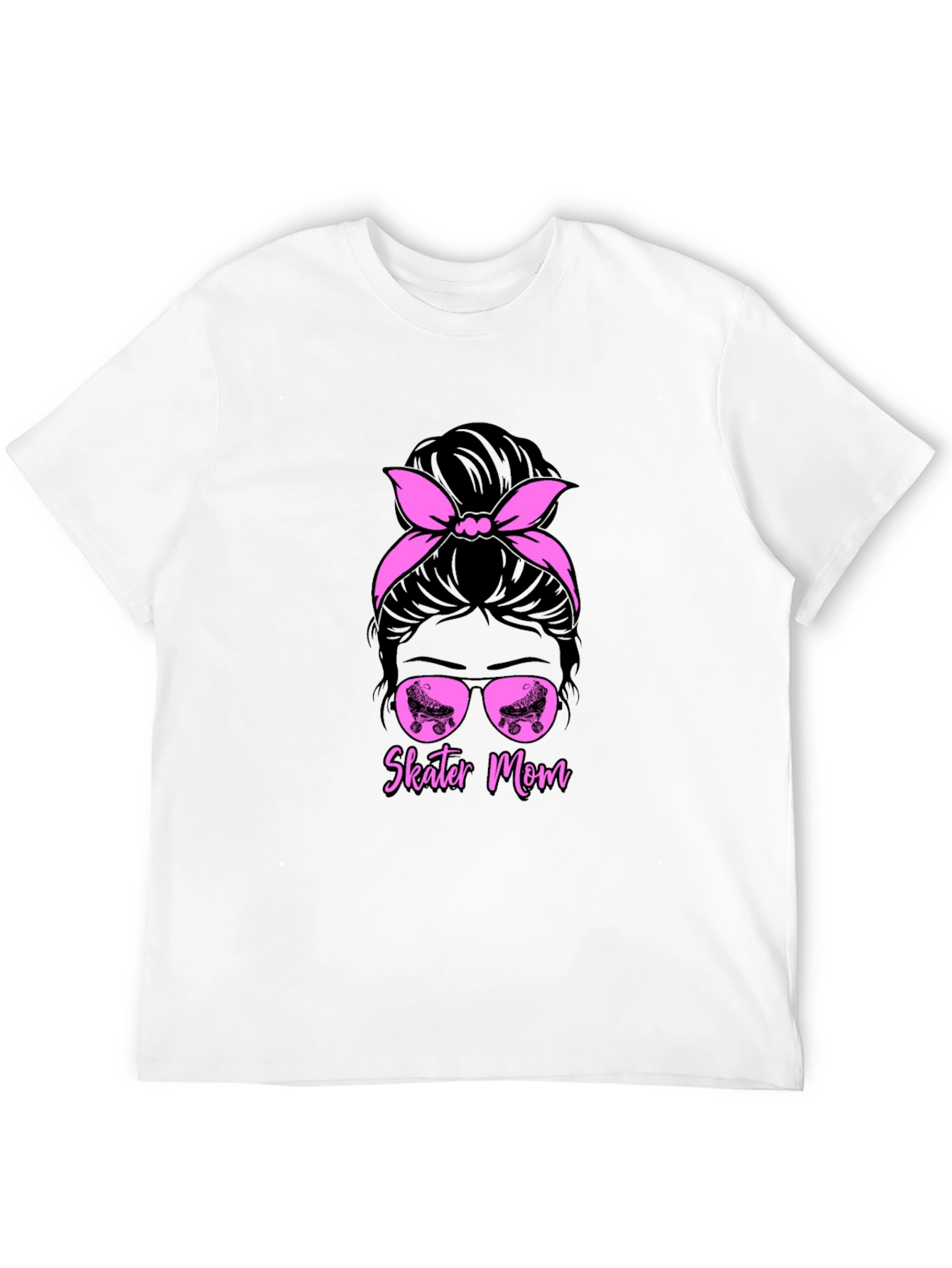 Skater Mom T-Shirt - Messy Bun Roller Skate Design
