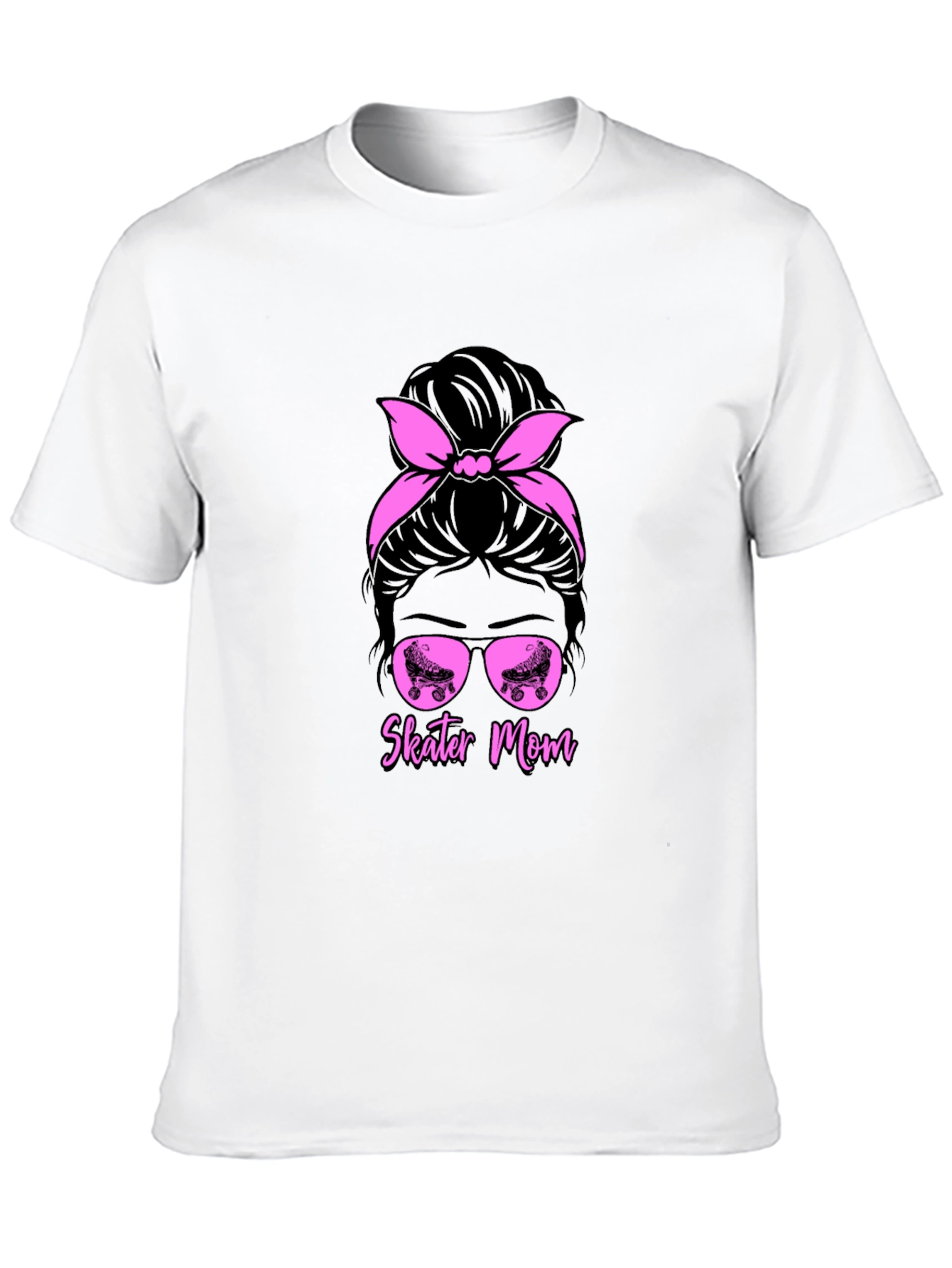 Skater Mom T-Shirt - Messy Bun Roller Skate Design