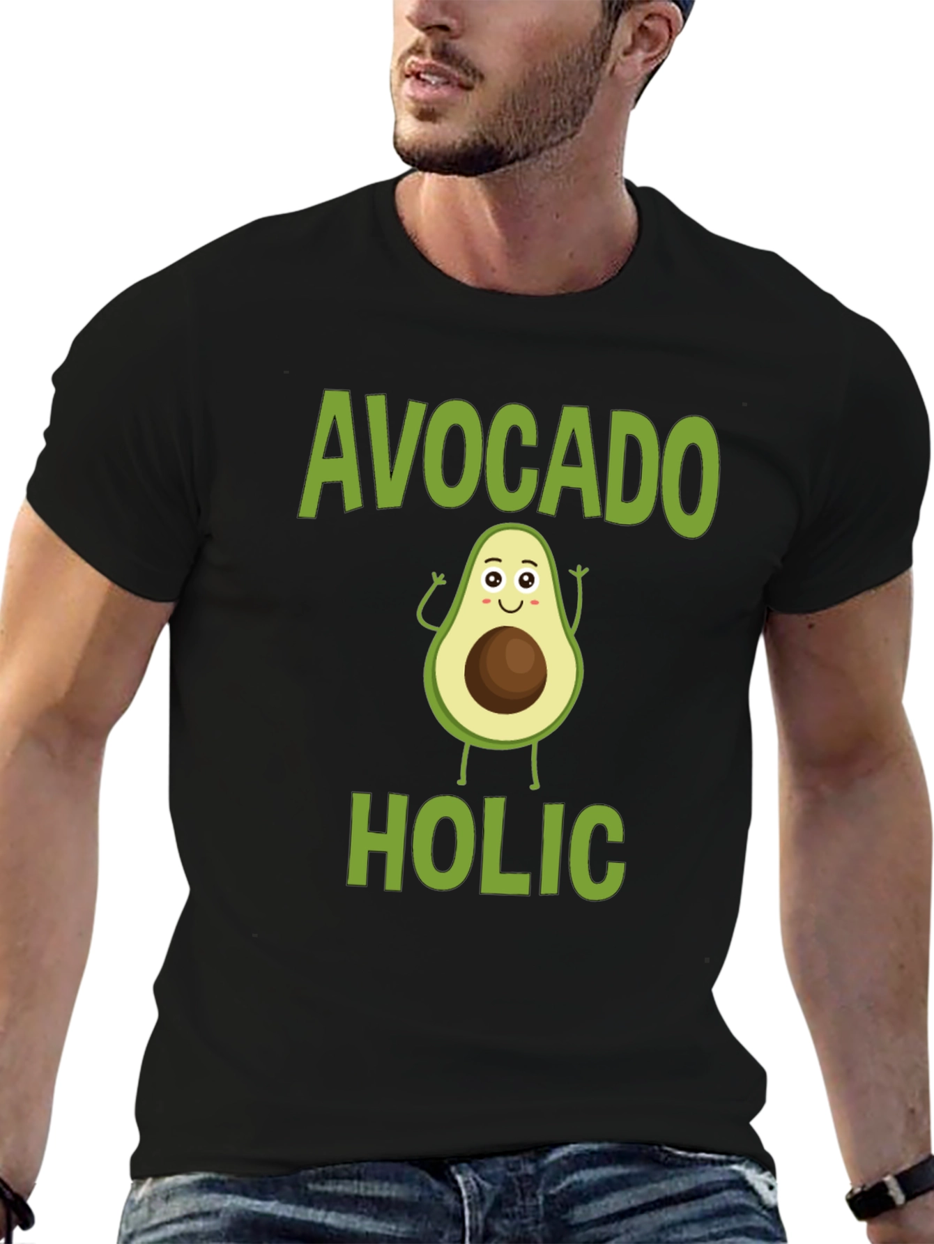 Avocado-holic Graphic Tee - Black Cotton T-Shirt