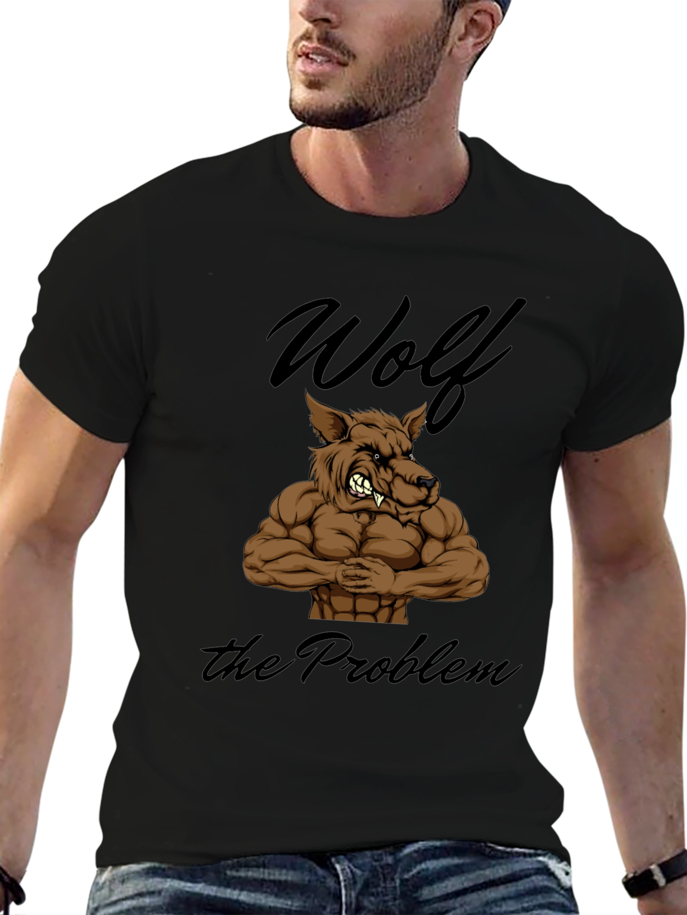 Wolf The Problem Graphic T-Shirt - Mens Black Tee