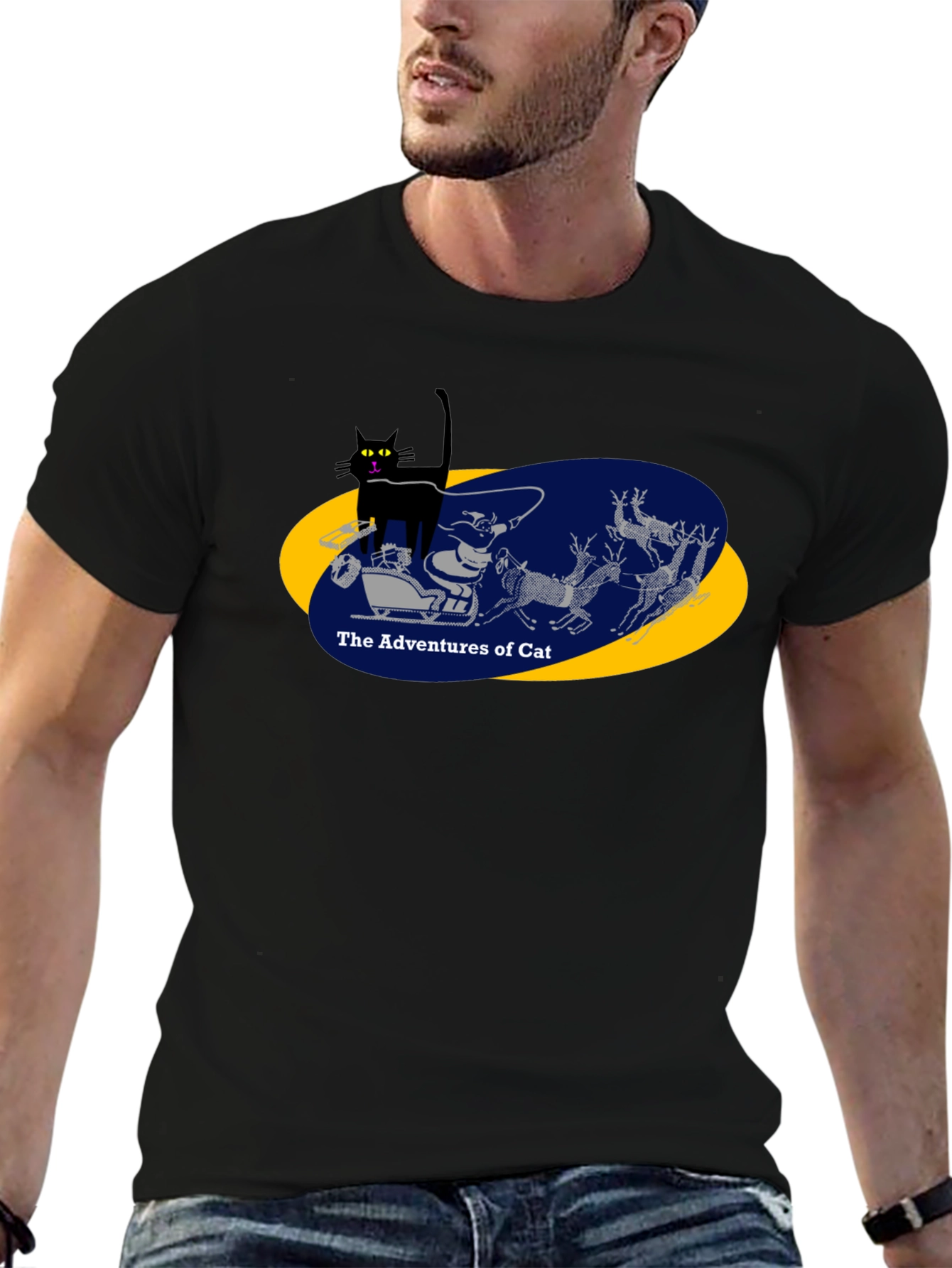 Adventures of Cat Graphic Tee - Black