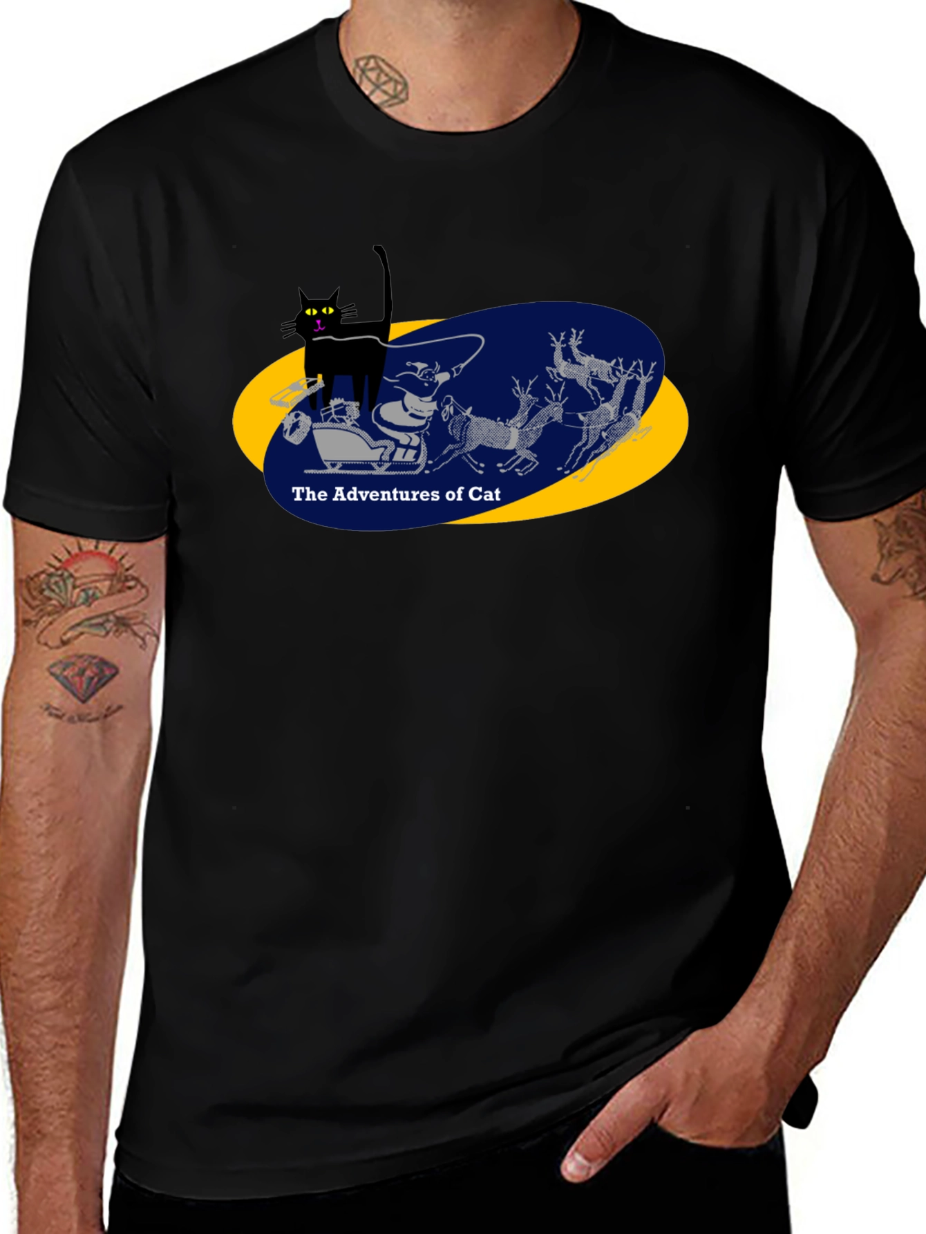 Adventures of Cat Graphic Tee - Black