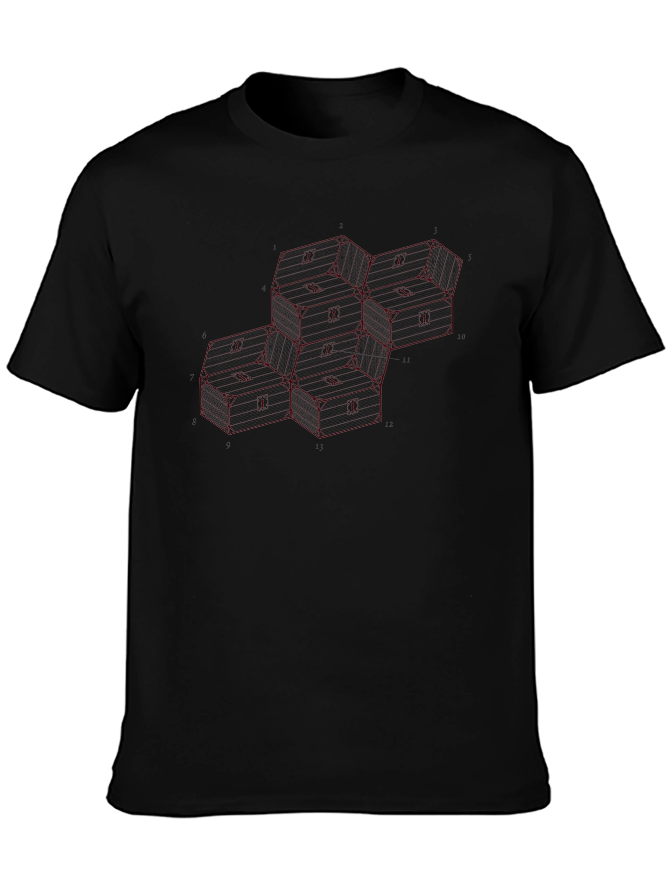 Geometric Hexagon Black T-Shirt