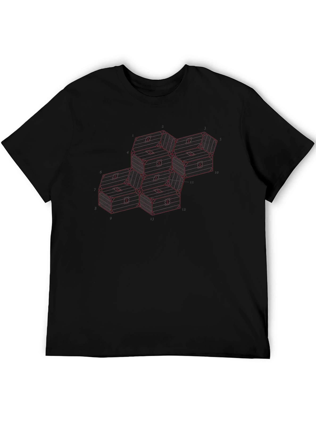 Geometric Hexagon Black T-Shirt
