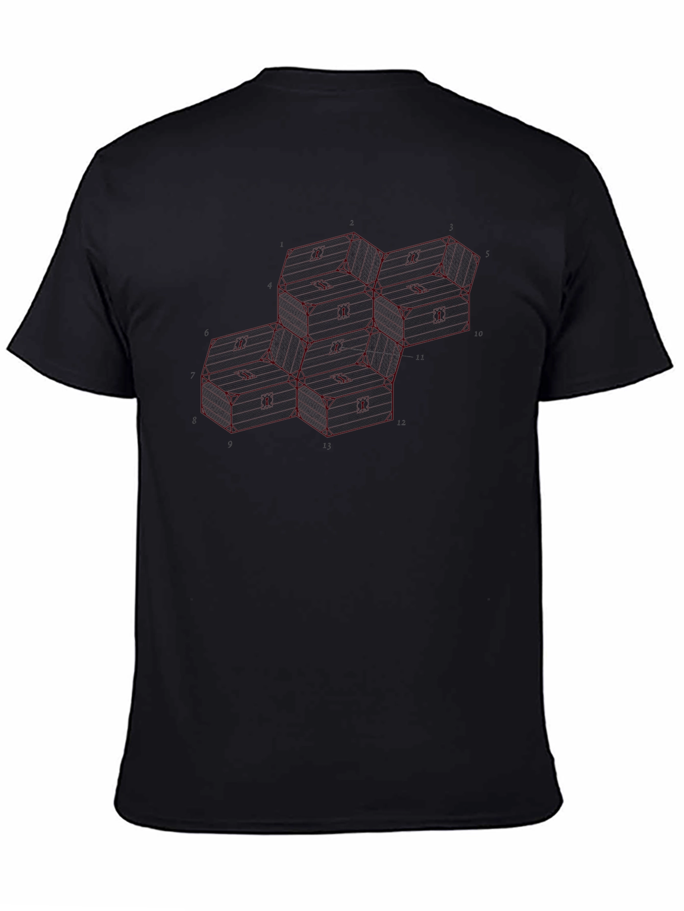 Geometric Hexagon Black T-Shirt