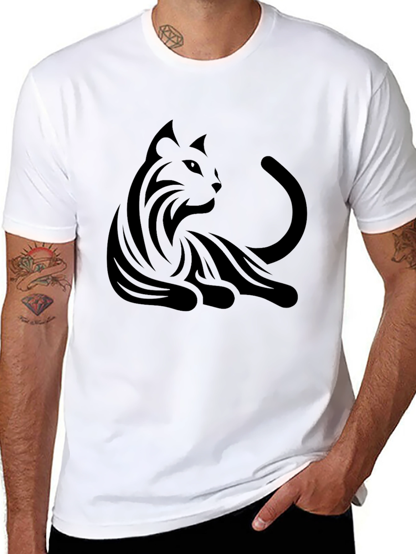 Black Cat Graphic T-Shirt - Mens Fashion