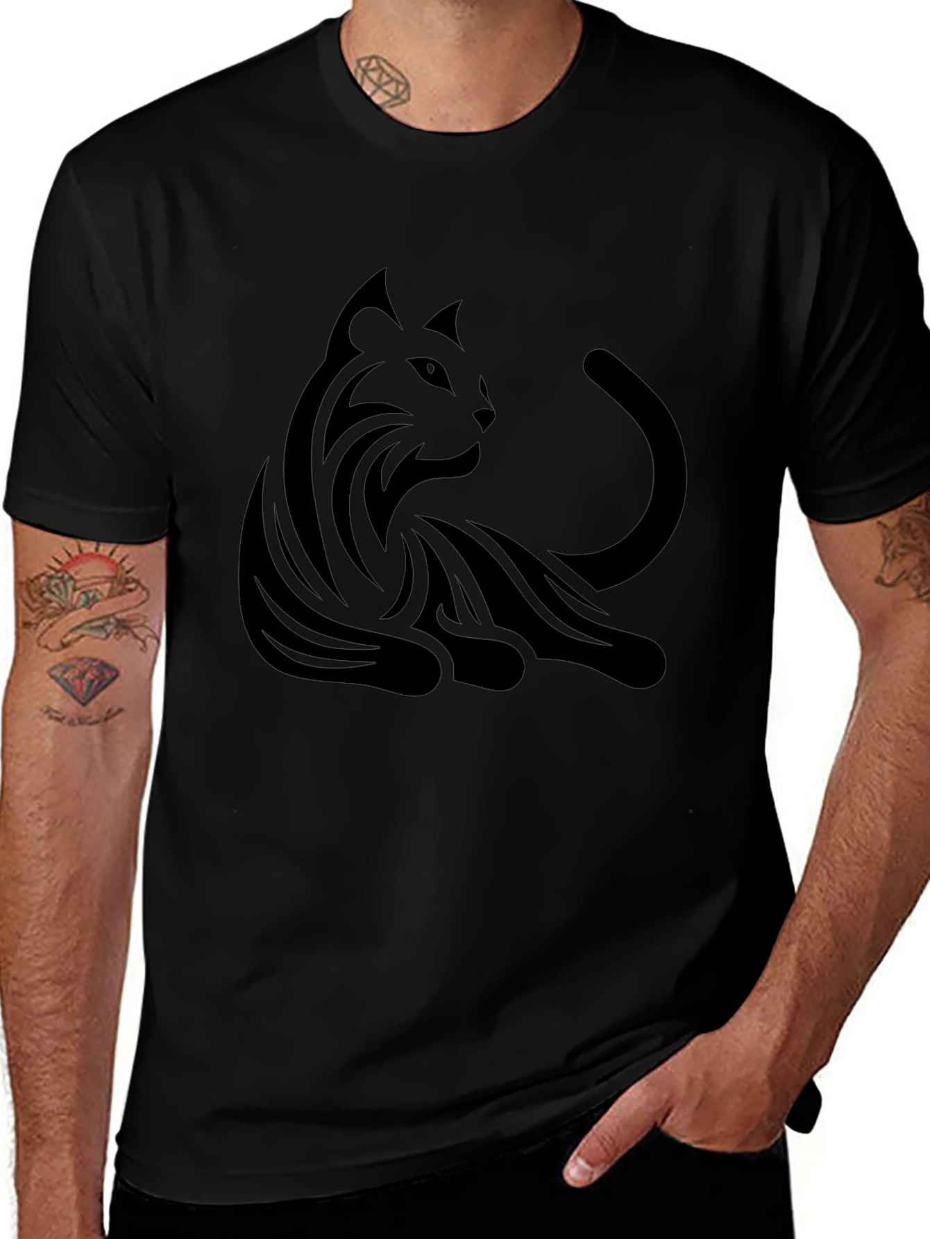 Black Cat Graphic T-Shirt - Mens Fashion