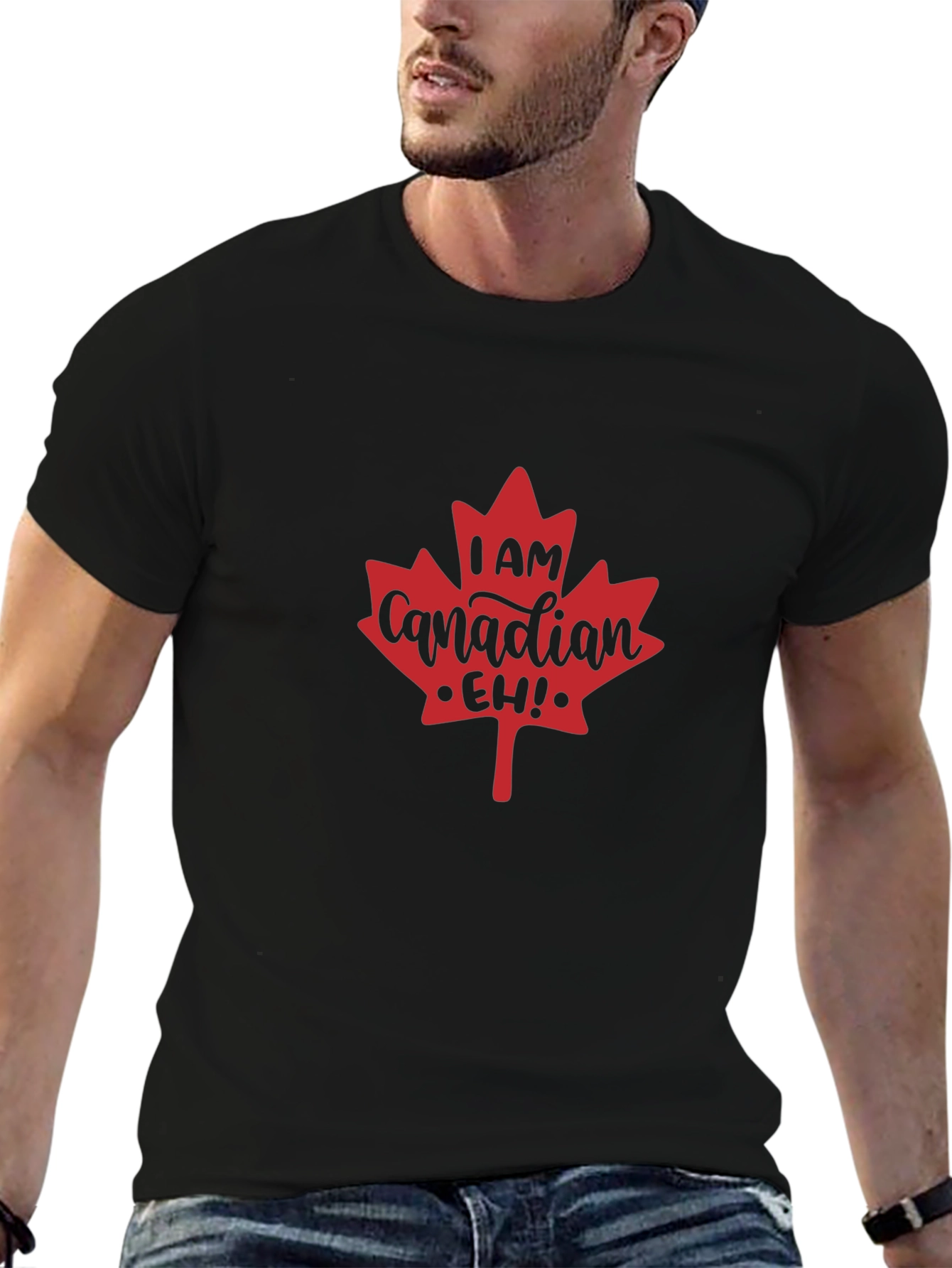 I am Canadian Eh! Maple Leaf Black T-Shirt