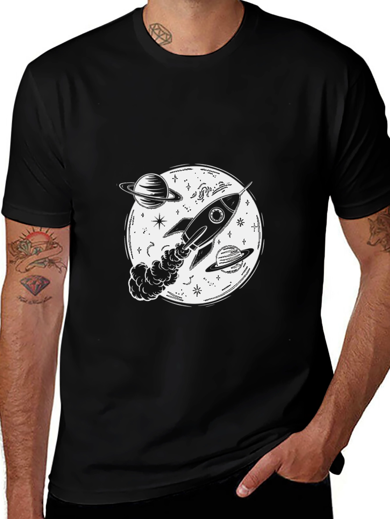 Rocket Galaxy T-Shirt - Black Space Tee