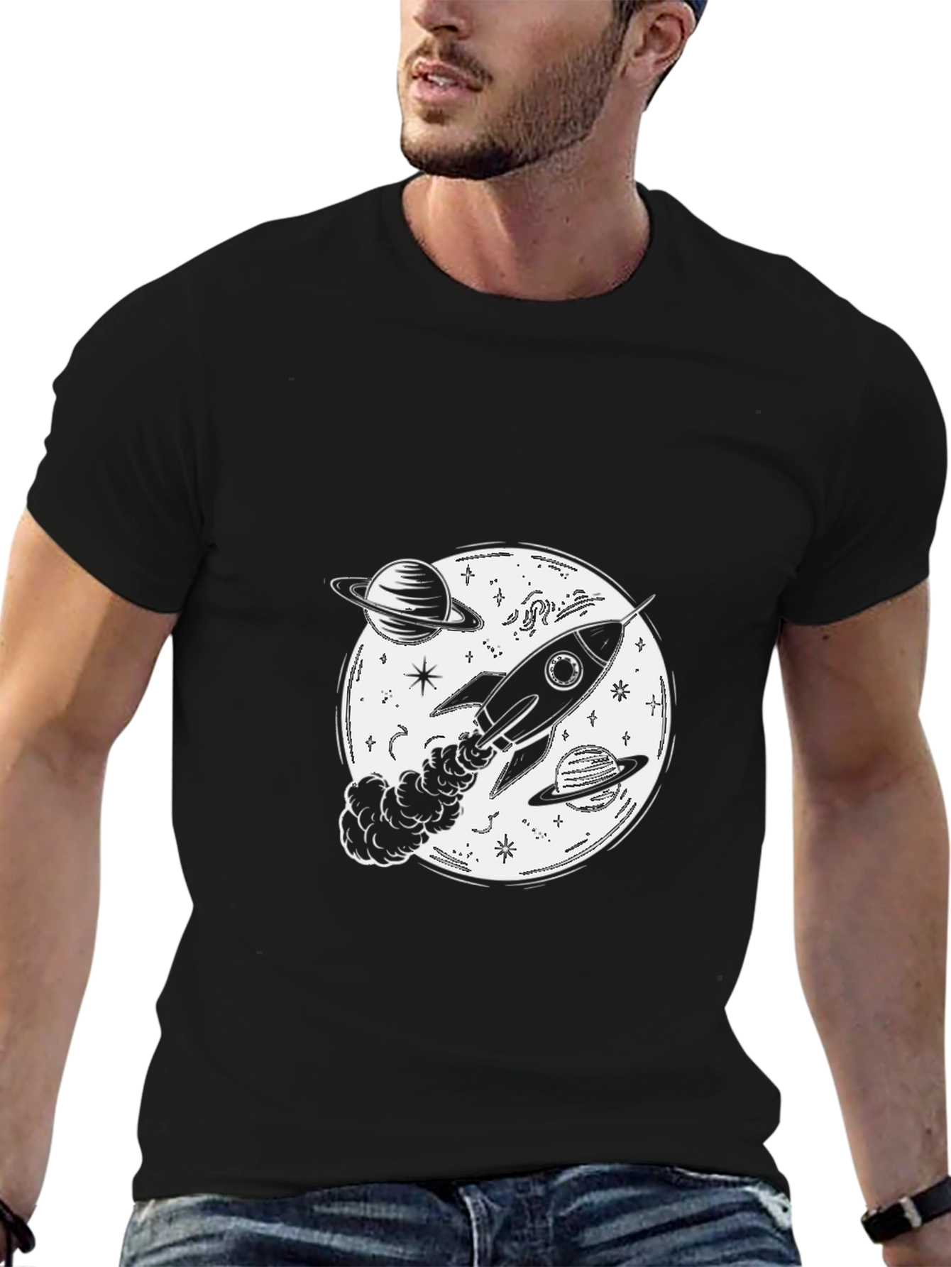 Rocket Galaxy T-Shirt - Black Space Tee