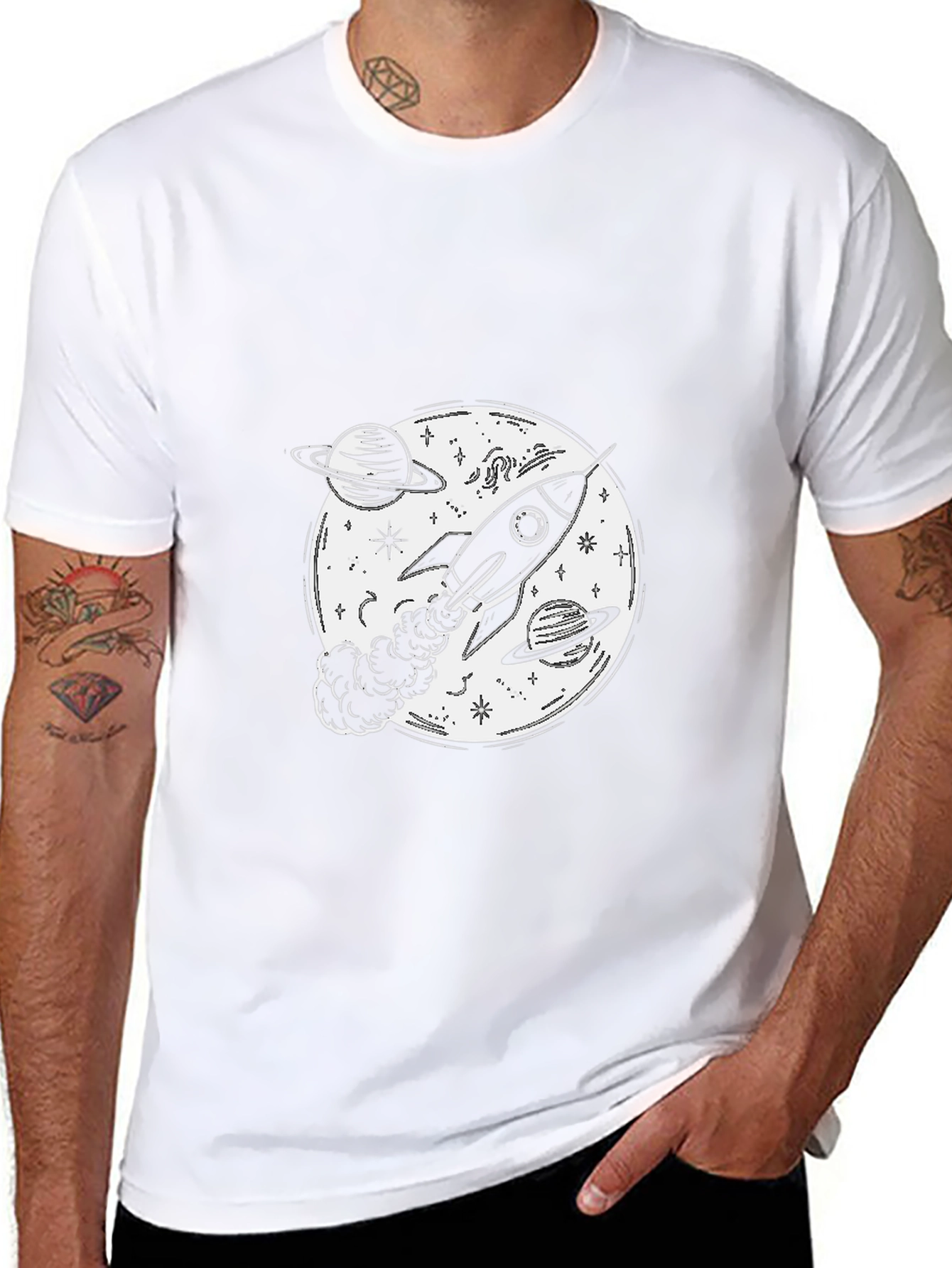 Rocket Galaxy T-Shirt - Black Space Tee