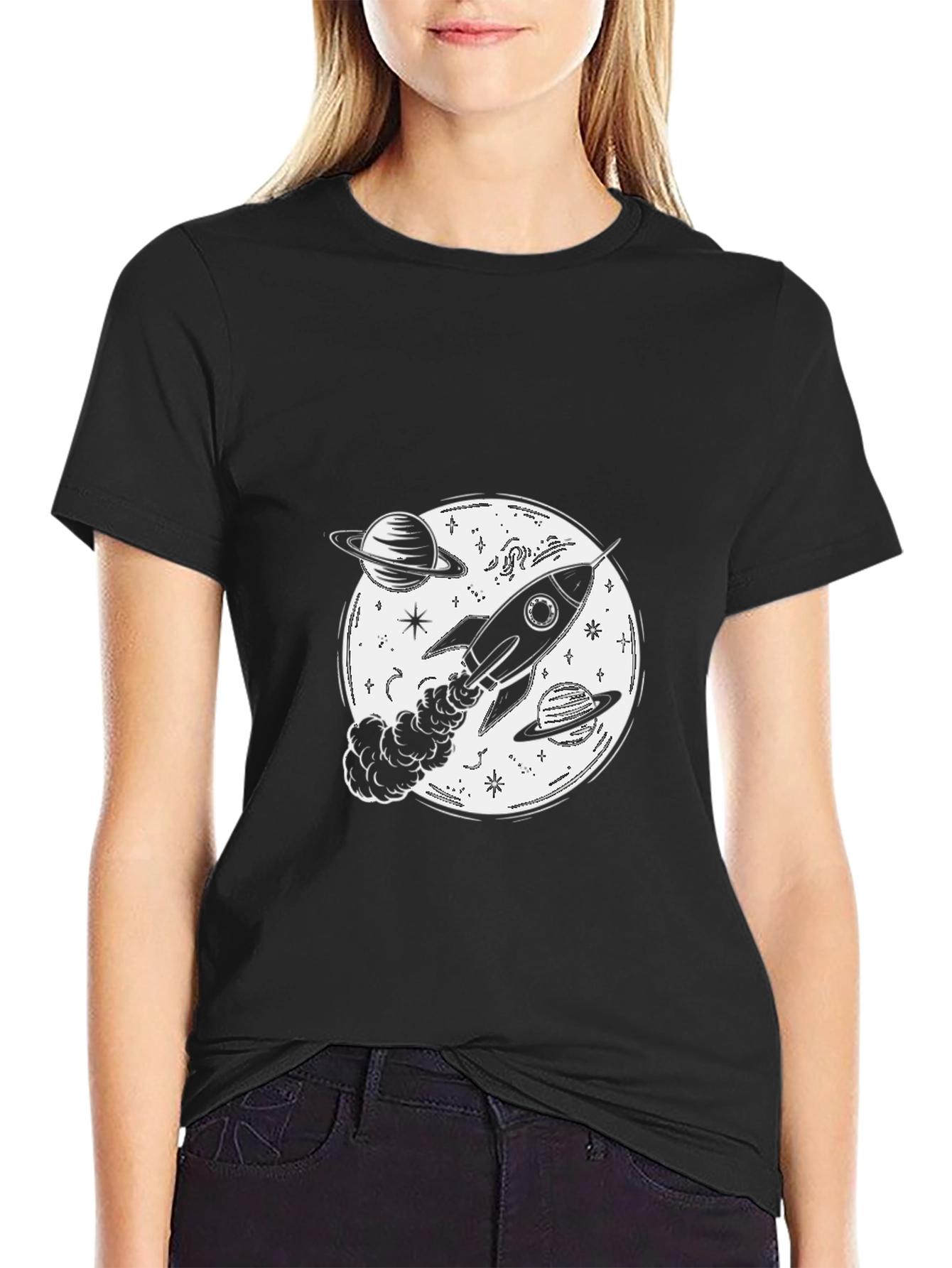 Rocket Galaxy T-Shirt - Black Space Tee