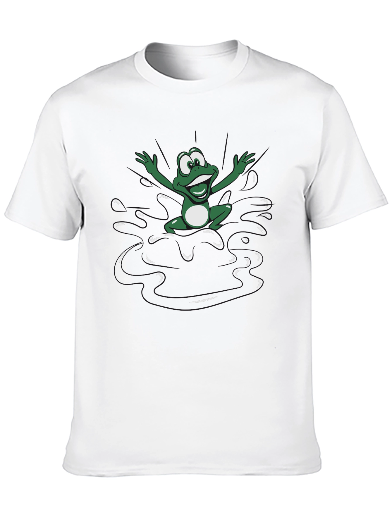 Frog Splash Graphic Tee - Black Cotton T-Shirt