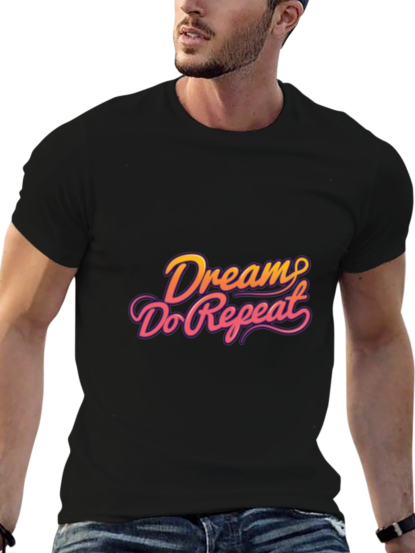 Dream Do Repeat Graphic Tee - Black Casual Shirt
