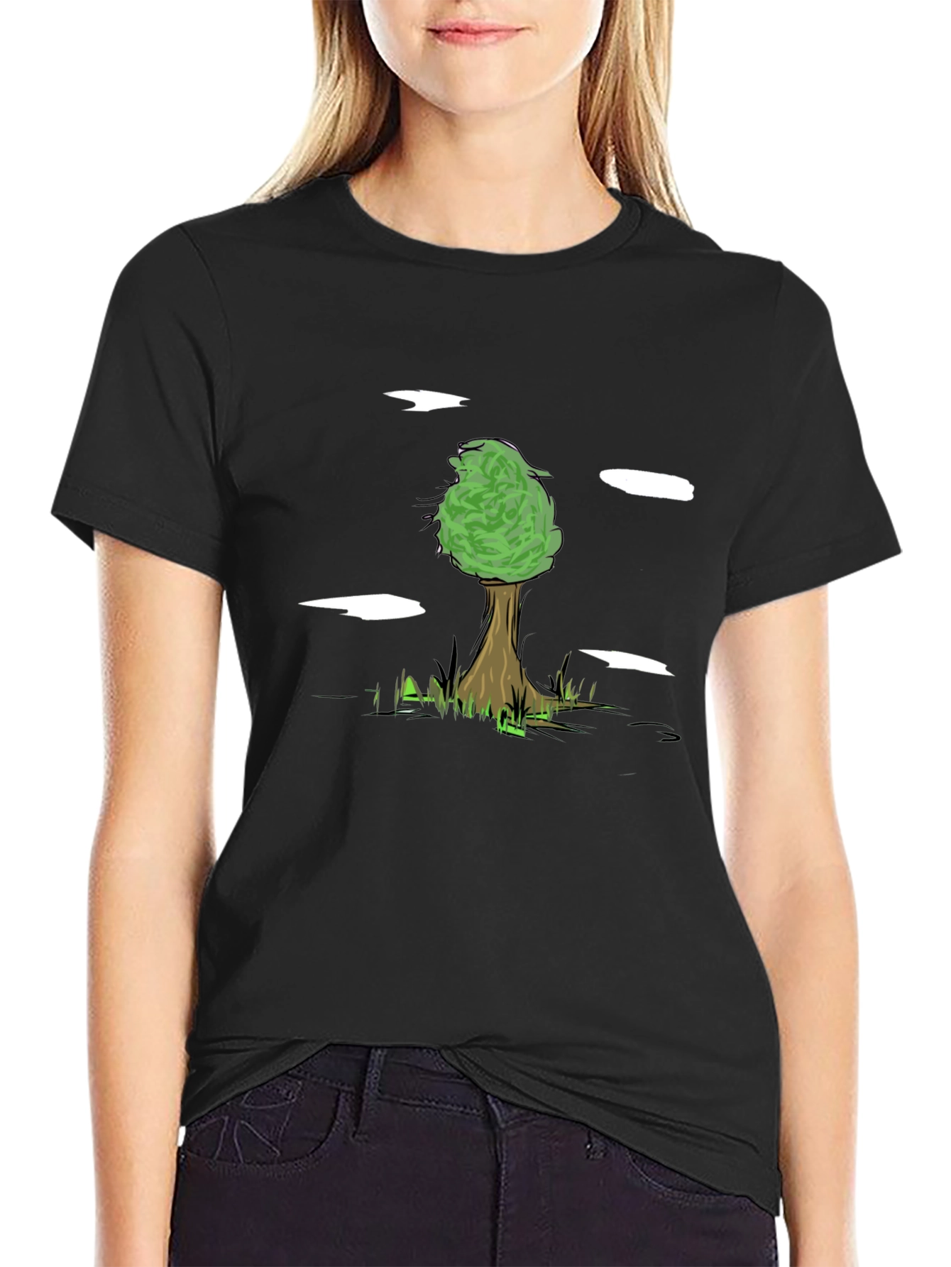 Nature Tree Graphic Tee - Black Cotton Comfort