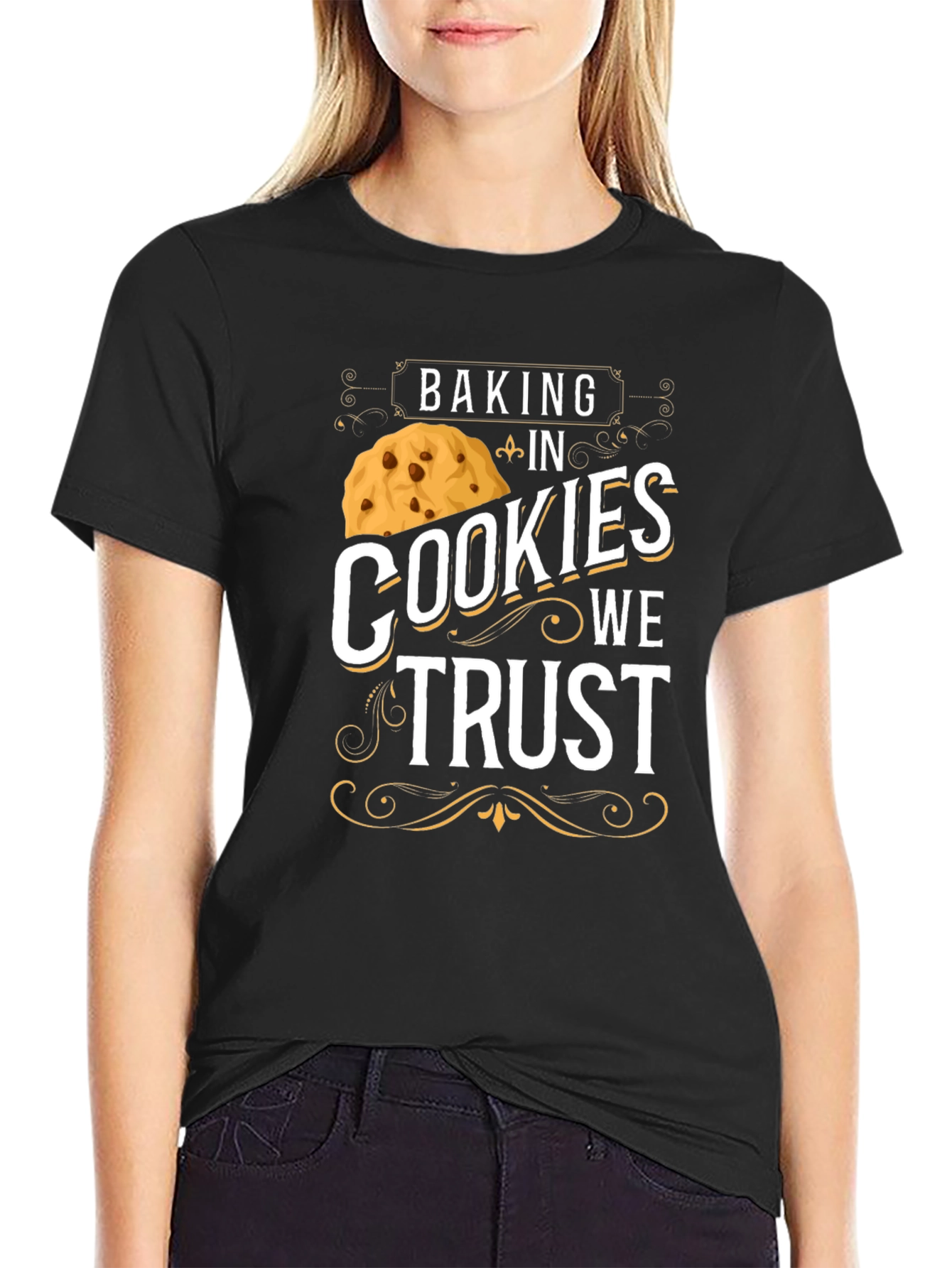 Baking In Cookies We Trust Black T-Shirt