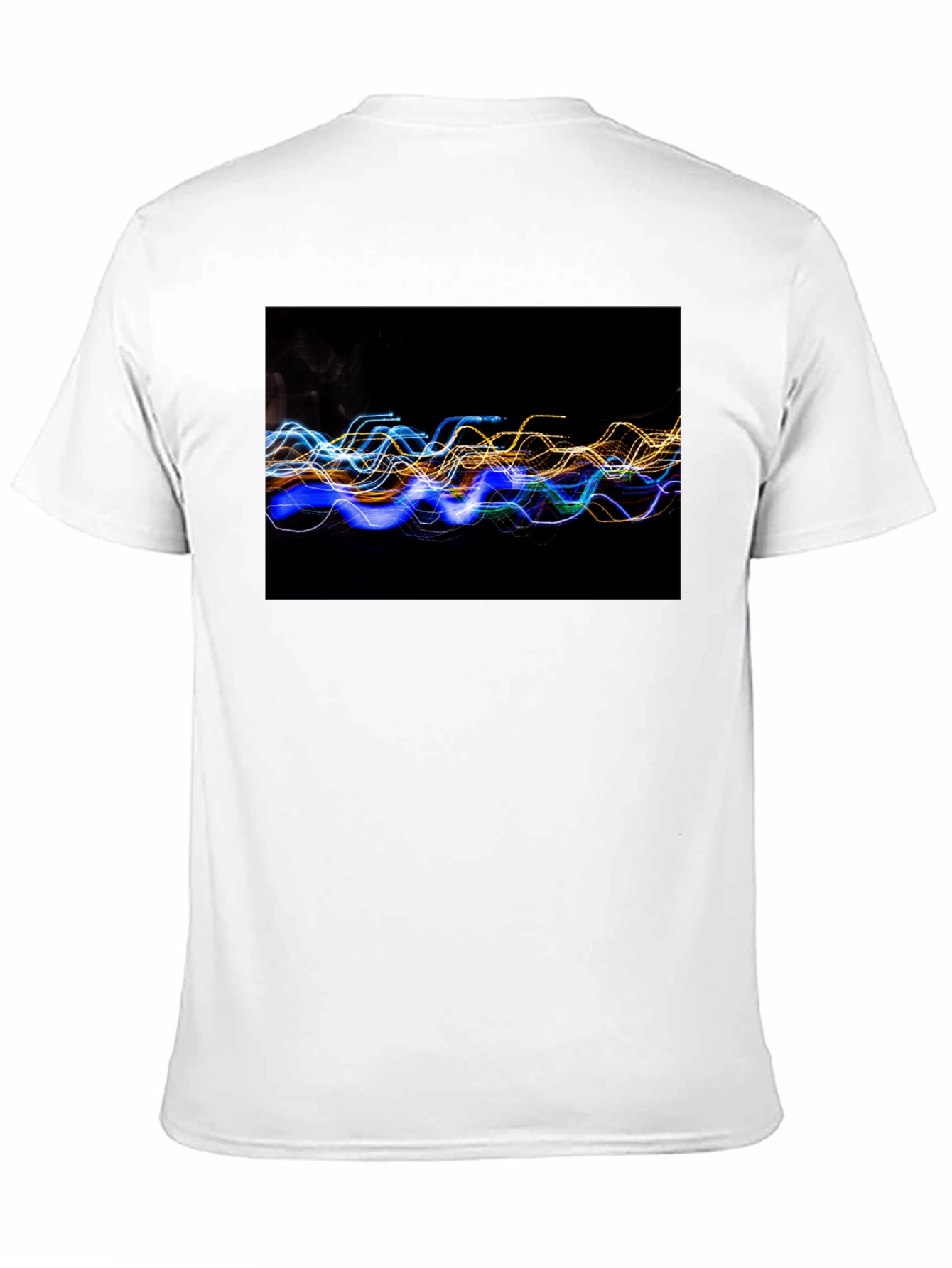 Abstract Light Wave Graphic Tee - Black Cotton T-Shirt